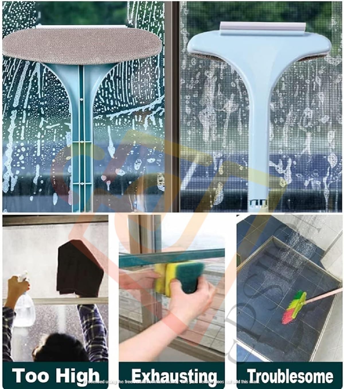 Epsilon 2-in-1 Mesh & Window Cleaning Brush with Extended Handle - Double-Sided Screen Cleaner, Net Wiper for Home & Office - Perfect for Windows, Screens, Patio Doors & Pool Enclosures (Pack of 1)