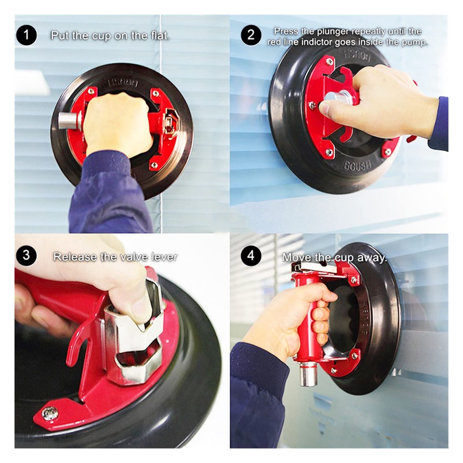 9'' Heavy Duty Vacuum Suction Cup Lifter with Metal Handle - Tile Tiling Machine for Glass, Granite & Marble - Perfect for Construction, Renovation & DIY Projects