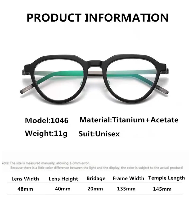 Aimee Women's Full Rim Flat Top Oval Acetate Titanium Eyeglasses Frame 81046 | Lightweight & Durable | Perfect for Work, Reading & Everyday Fashion