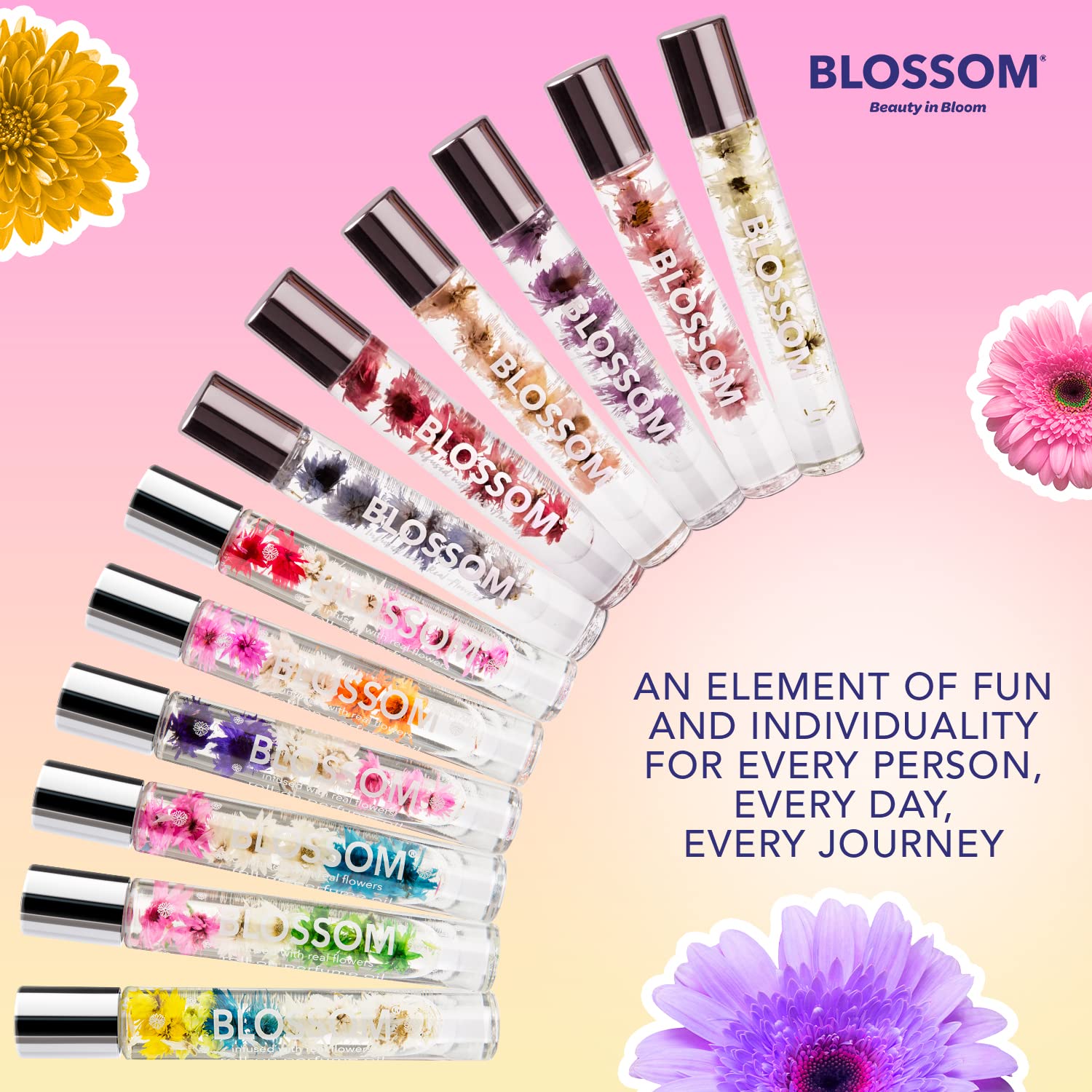 Alcohol-Free Rollerball Perfume Oil for Women | Blossom Essential Oil Perfume with Real Flowers | Sandalwood, Cedar, Amber & Vetiver Scent | Made in USA | 0.20oz | Perfect for Daily Wear, Office & Romantic Dates | Lavenderwood Fragrance