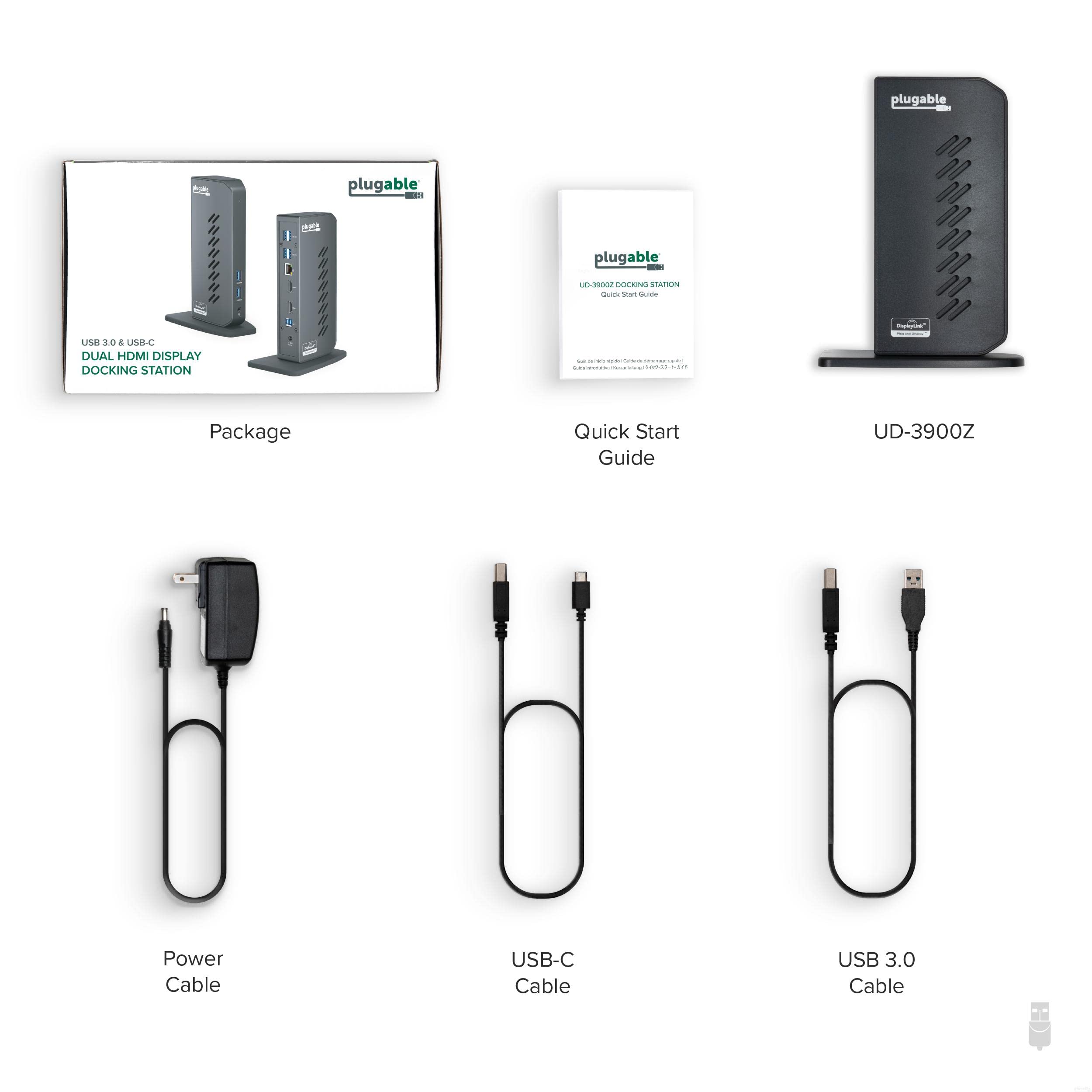 Plugable USB 3.0 & USB-C Universal Docking Station - Dual HDMI, Gigabit Ethernet, 6 USB Ports for Windows/Mac/ChromeOS | Perfect for Home Office, Remote Work & Multi-Monitor Setup