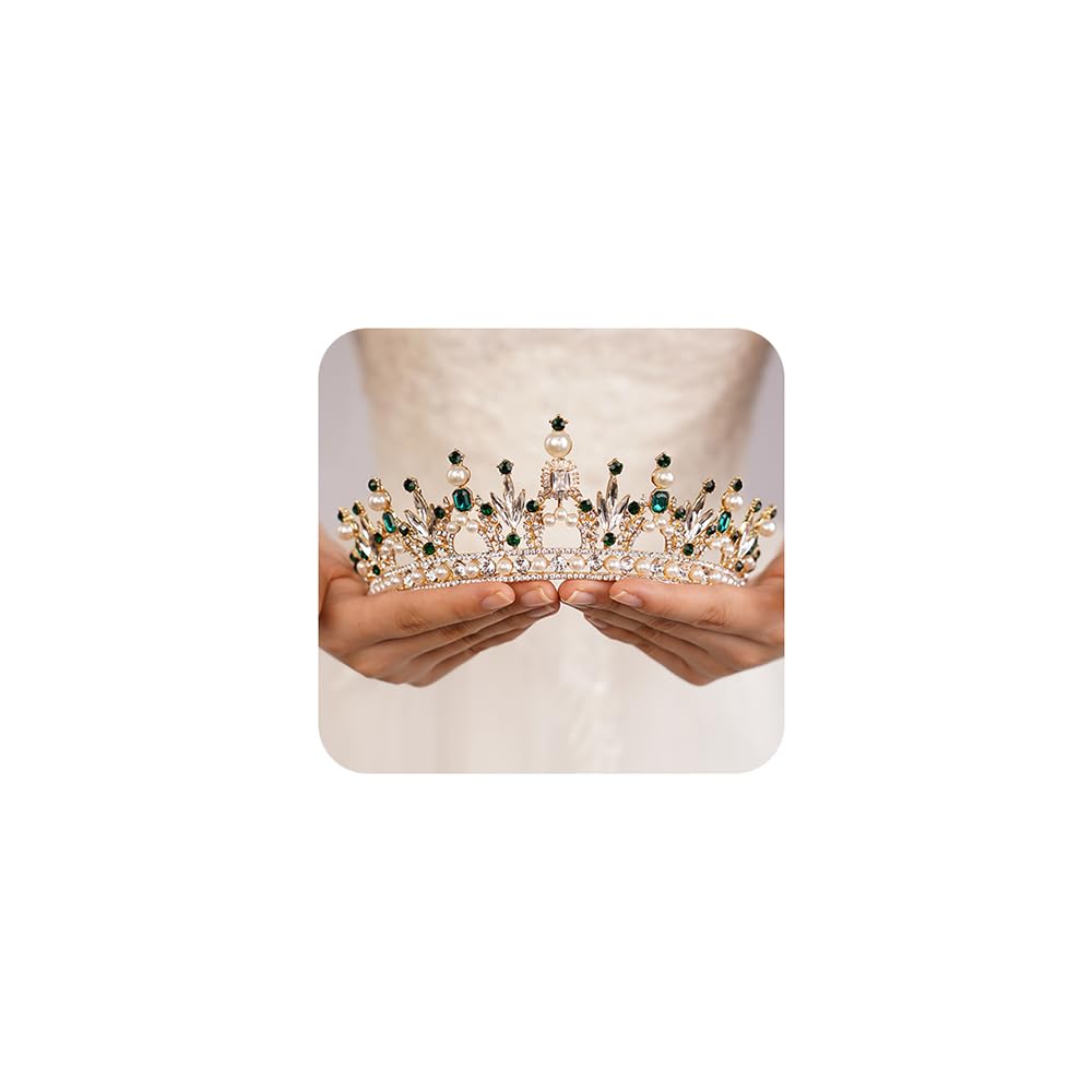 JWICOS Crystal Pearl Tiara Crown for Women & Girls - Elegant Bridal Wedding Headband, Prom Pageant Hair Accessories - Perfect for Brides, Princess Parties, and Special Occasions