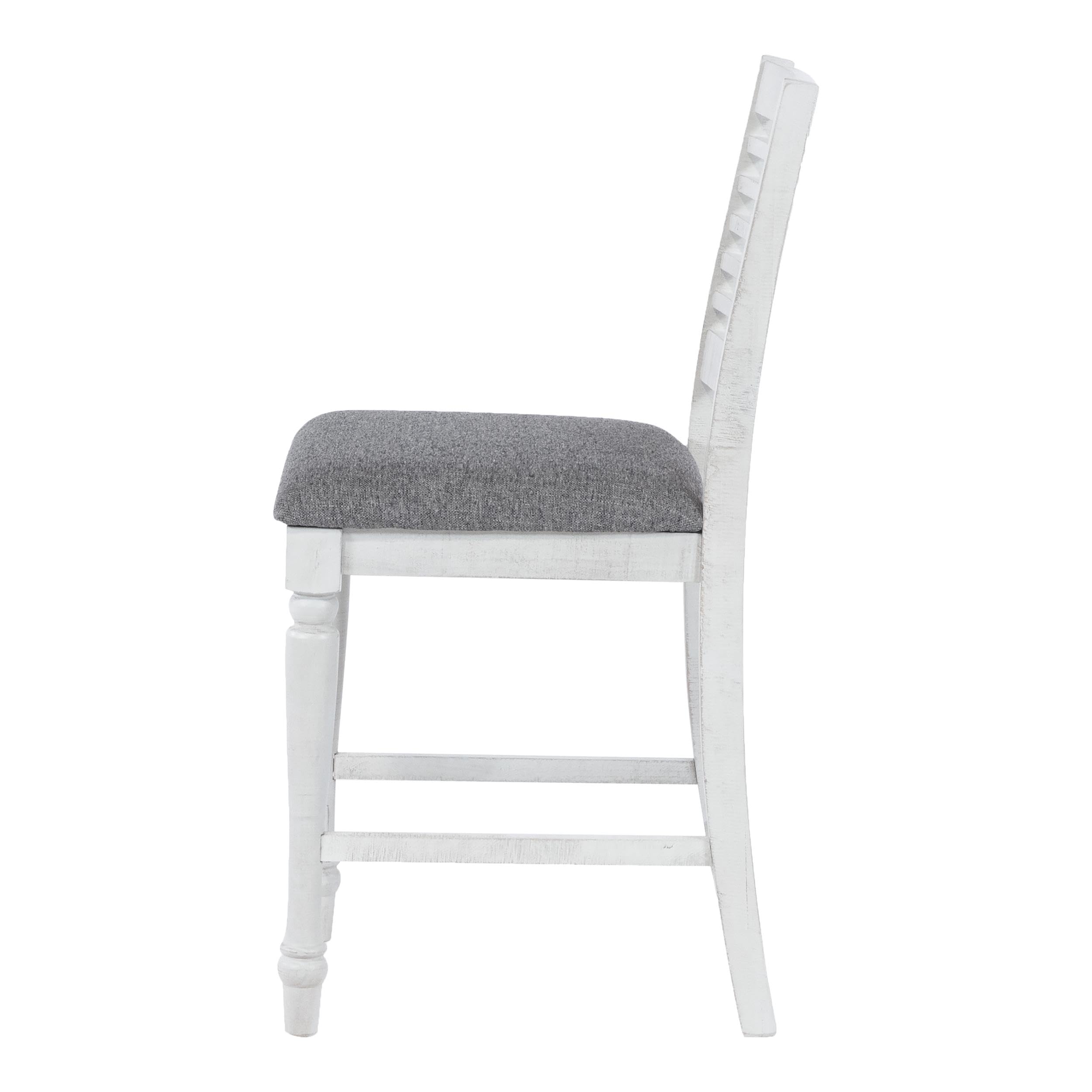 Furniture of America Treon Wood Padded Counter Height Bar Stools - Set of 2 Antique White Kitchen Island Chairs for Dining Room & Breakfast Nook