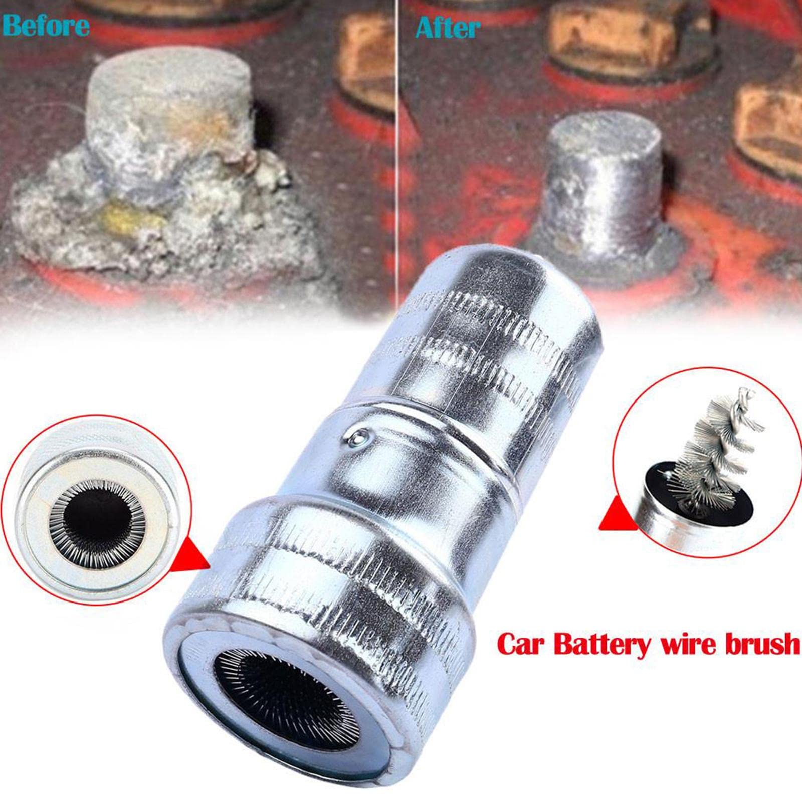 CHAHU Car Battery Terminal Cleaner Brush - Heavy Duty Battery Post & Terminal Cleaning Tool for Auto Detailing - Perfect for Car Maintenance, Truck & RV Battery Cleaning