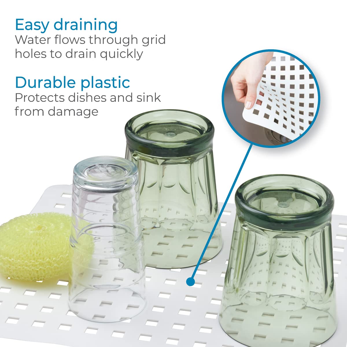 iDesign InterDesign Euro Kitchen Sink Protector Mat - White, Non-Slip Silicone Sink Liner for Dishes & Utensils - Perfect for Kitchen Countertops, Dish Racks & Sink Organization