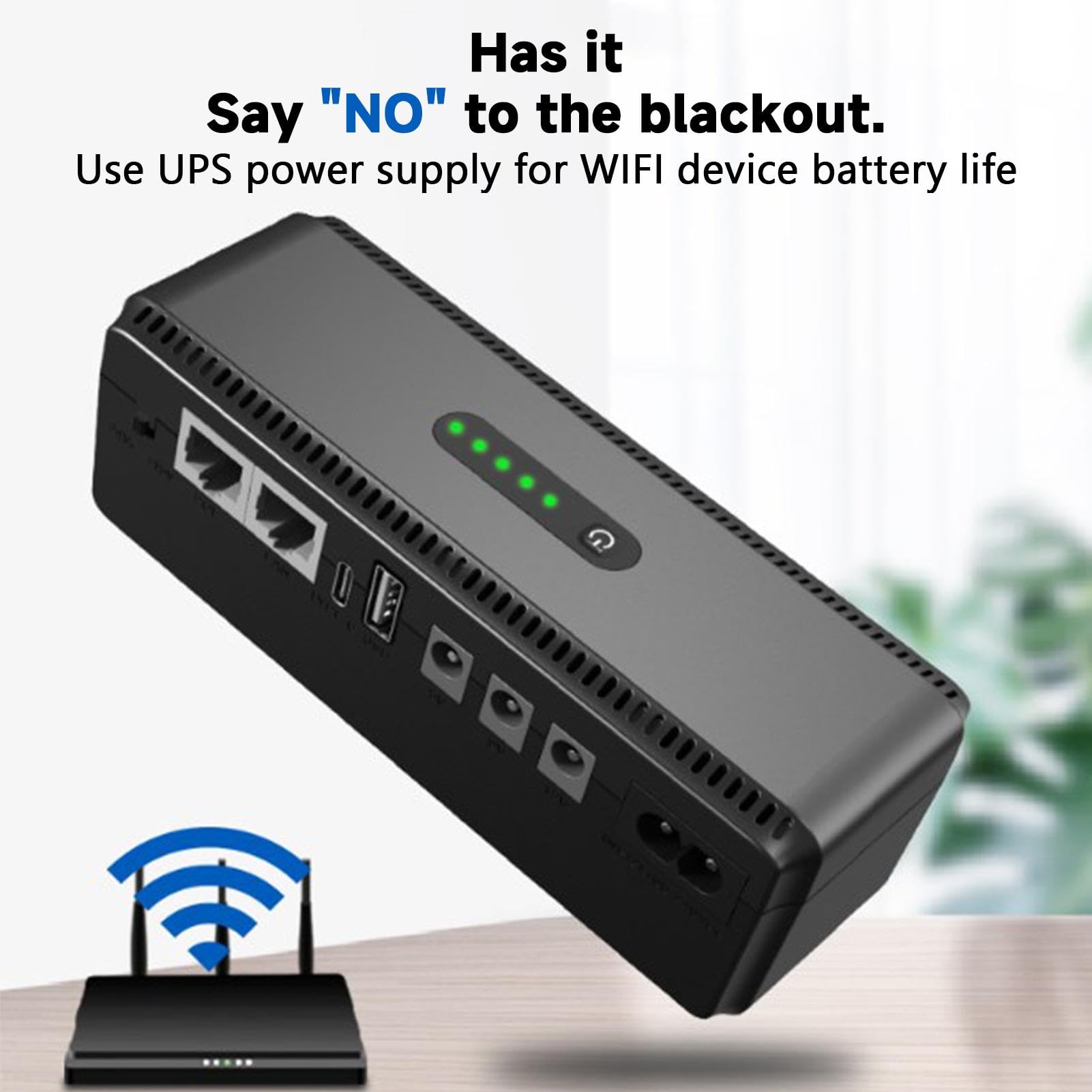 10400mAh UPS Backup Battery - Compact Uninterruptible Power Supply for Home & Office Electronics | Emergency Power for Routers, Modems, Security Systems & Smart Devices