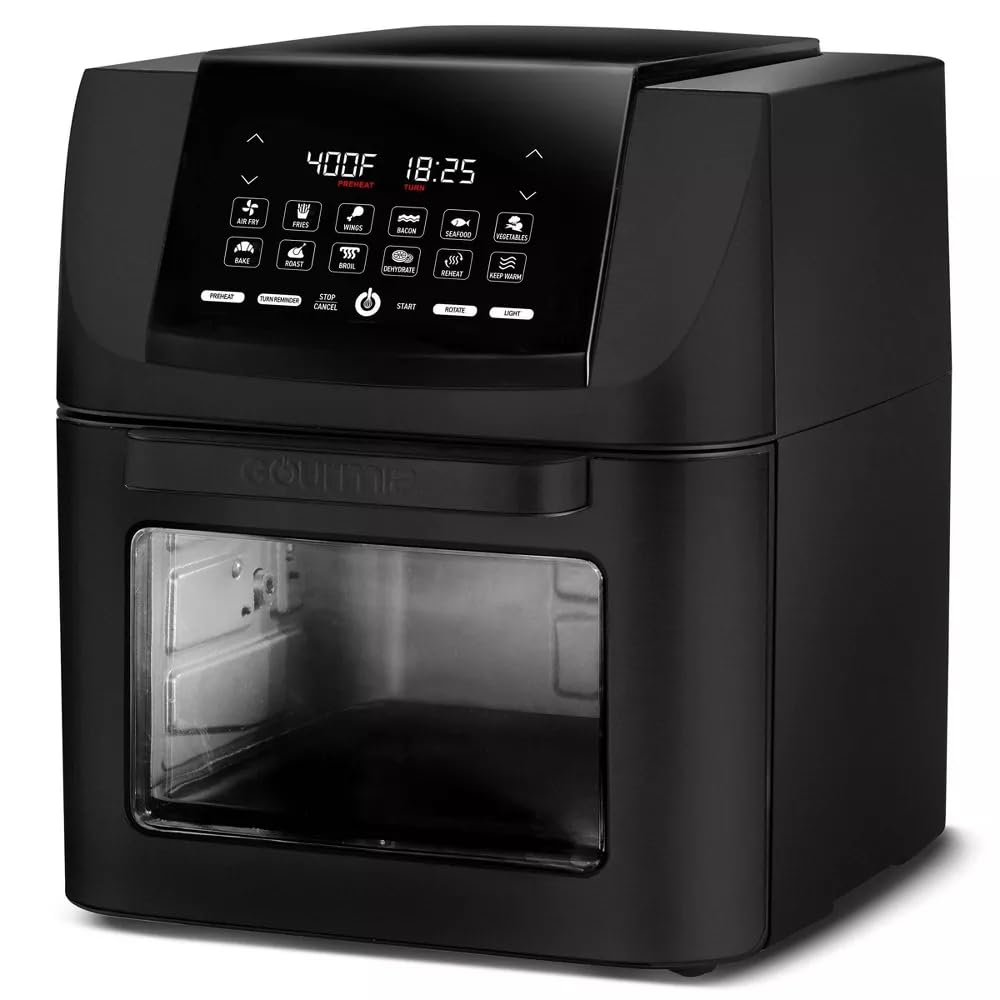 Gourmia 14-Quart Digital Air Fryer Oven - Multi-Function Kitchen Appliance with Rotisserie, Dehydrator & Deep Fryer Features | Guided Cooking & 12 Presets | Perfect for Healthy Frying, Baking, Roasting & Meal Prep