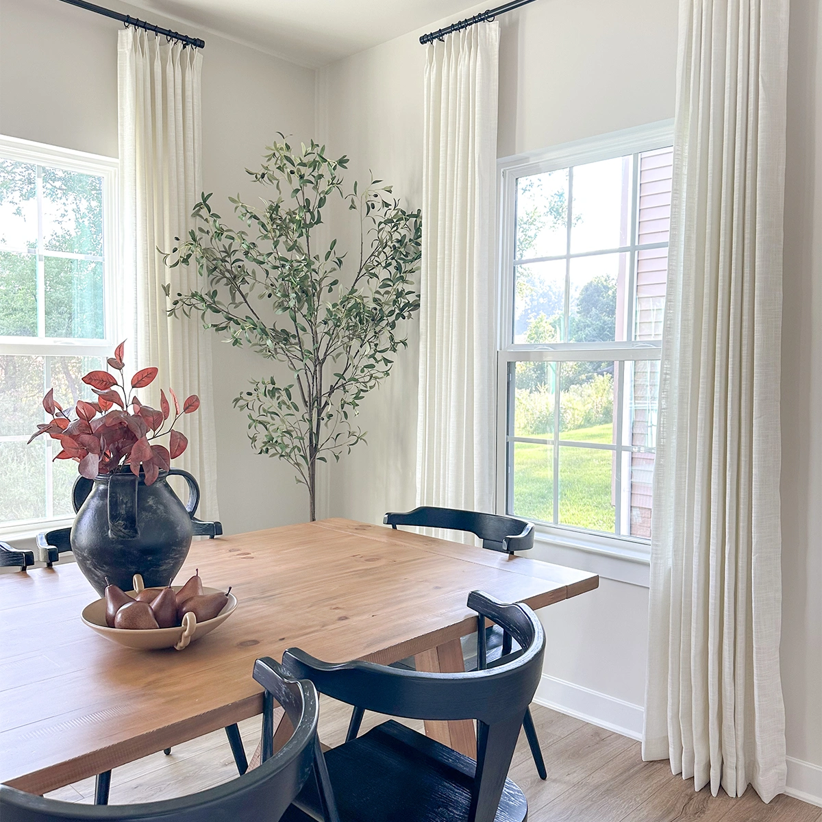 Pinch Pleated Blackout Curtains - 100% Linen Fabric for Modern Home Decor | Noise Reducing & Thermal Insulated Window Drapes for Bedroom & Living Room