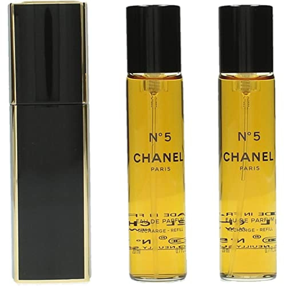 Chanel No.5 Eau De Parfum Purse Spray Set with 2 Refills - 3 x 20ml/0.7oz Travel Size Luxury Perfume - Perfect for On-the-Go, Gifts & Everyday Elegance