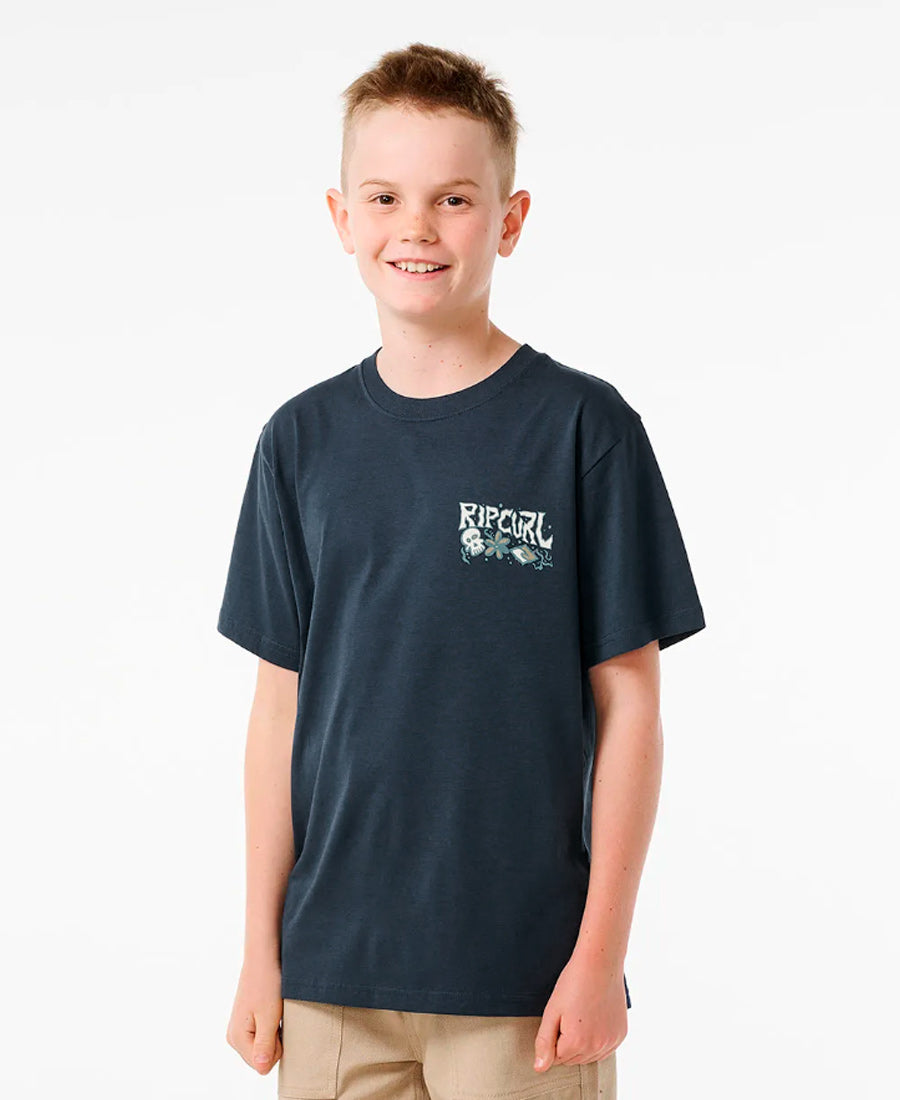 Rip Curl Kids Pushing (M2) Boys' & Girls' Surf T-Shirt - Lightweight, Quick-Dry, UPF 50+ Sun Protection for Beach, Surfing & Outdoor Activities