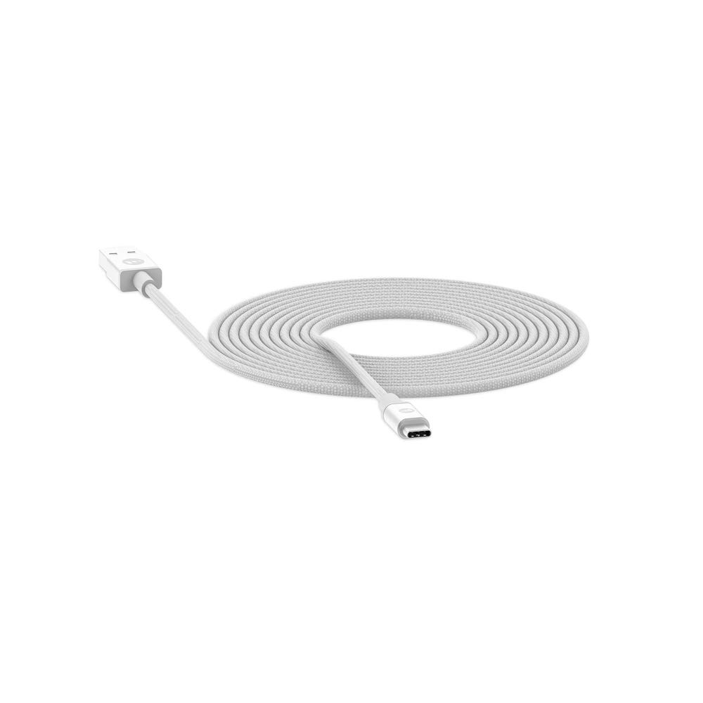 mophie Fast Charge USB-A to USB-C Cable - 3M/9.8ft White Charging Cord for Smartphones, Tablets & Laptops | Home, Office & Travel Use