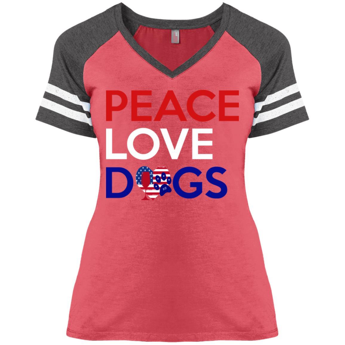 Peace Love Dogs Women's V-Neck T-Shirt - Cute Casual Graphic Tee for Dog Lovers | Perfect for Everyday Wear, Dog Walks & Pet Lover Gifts