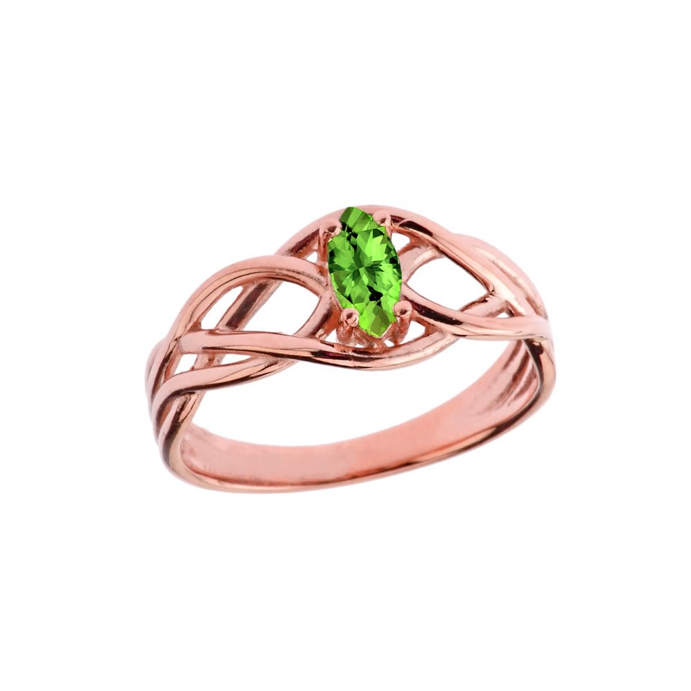 10K Rose Gold August Birthstone Celtic Knot Engagement Ring & Promise Ring - Size 6.75 - Perfect for Weddings, Anniversaries & Special Occasions