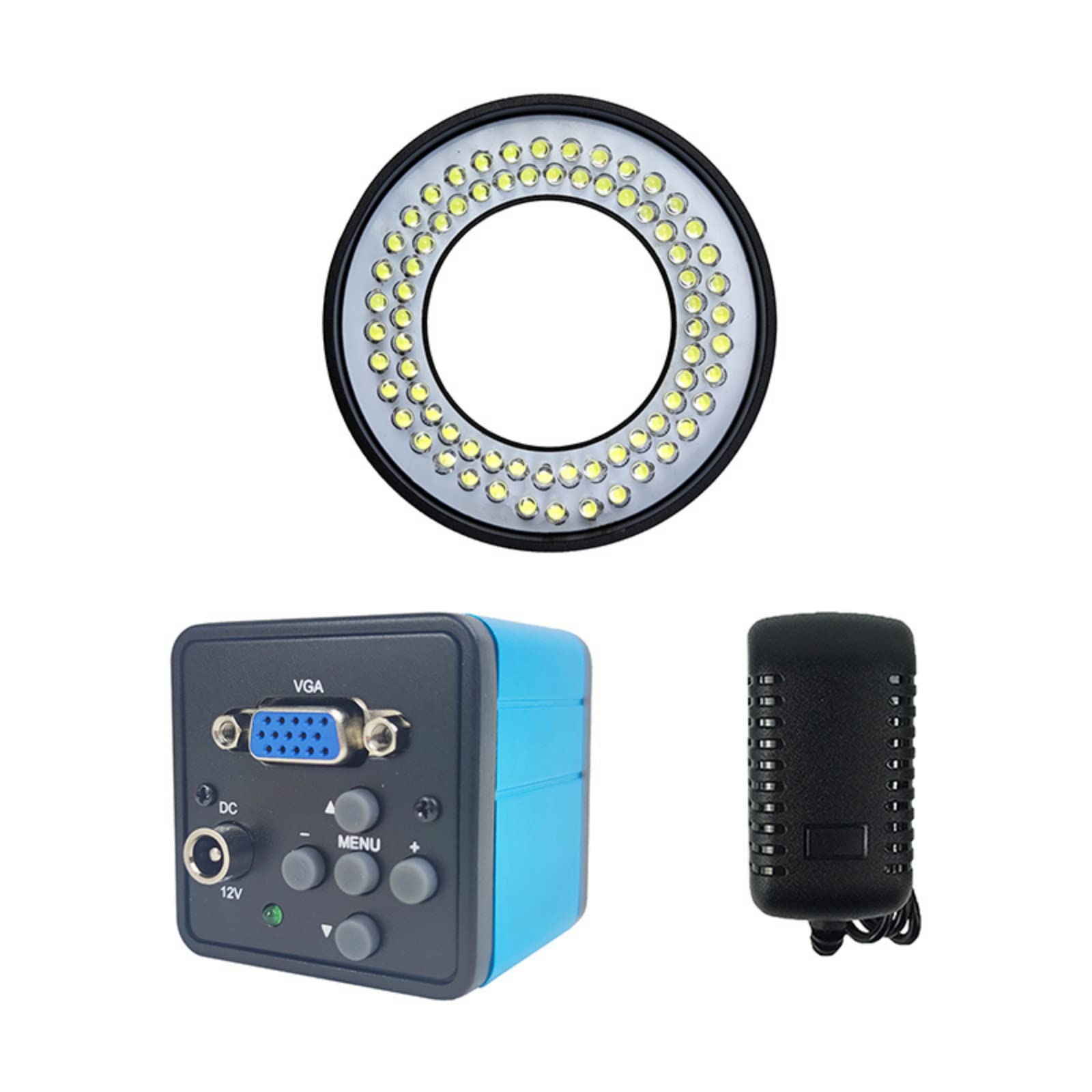 2MP USB Digital Microscope Camera with 72 LED Ring Light - HD HDMI/VGA Output for PCB Soldering, Phone Repair & Industrial Inspection | Electronic Video Microscope for Science, Education & Hobbyists