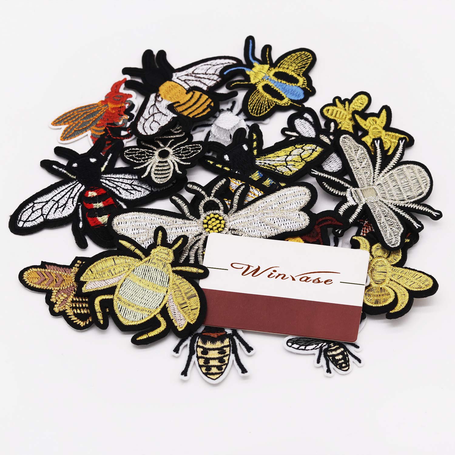 20pcs Bee Bumblebee Iron On Patches - Embroidered Insect Applique for DIY Jeans, Jackets, Kids Clothing, Bags & Hats - Custom Sew On Patches for Crafts & Fabric Decor - Perfect for Costumes, School Projects & Fashion Upcycling (Bee Design)