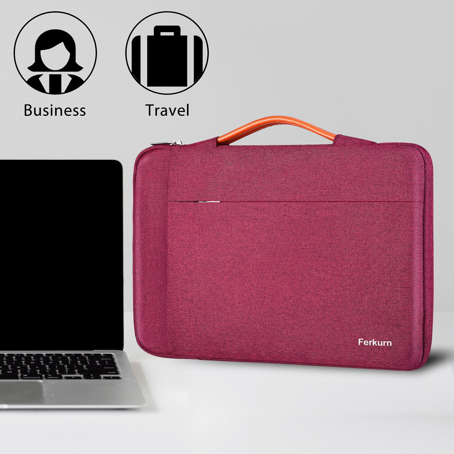 Waterproof 14 Inch Laptop Sleeve Case - Compatible with MacBook Air/Pro, iPad, Surface Pro, Chromebook, Acer Spin, HP, Dell, ASUS Vivobook & Samsung | Shockproof & Scratch-Resistant Protection for Travel, Work & School (Red)