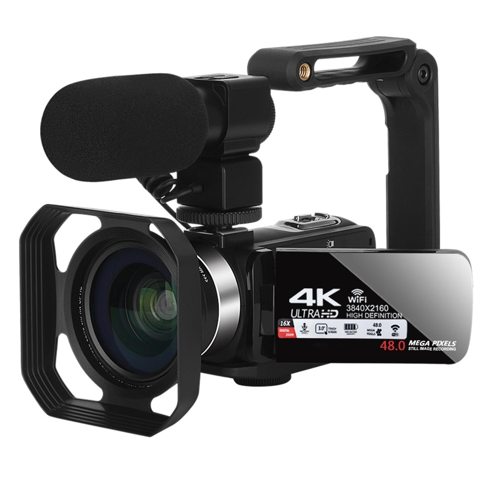 4K Digital Vlog Camera with WiFi - MZZYG Portable Video Camera for YouTube Streaming, 18X Zoom Webcam with Built-in Light & 32G SD Card, Ideal for Outdoor Vlogging, Live Streaming and Travel Photography