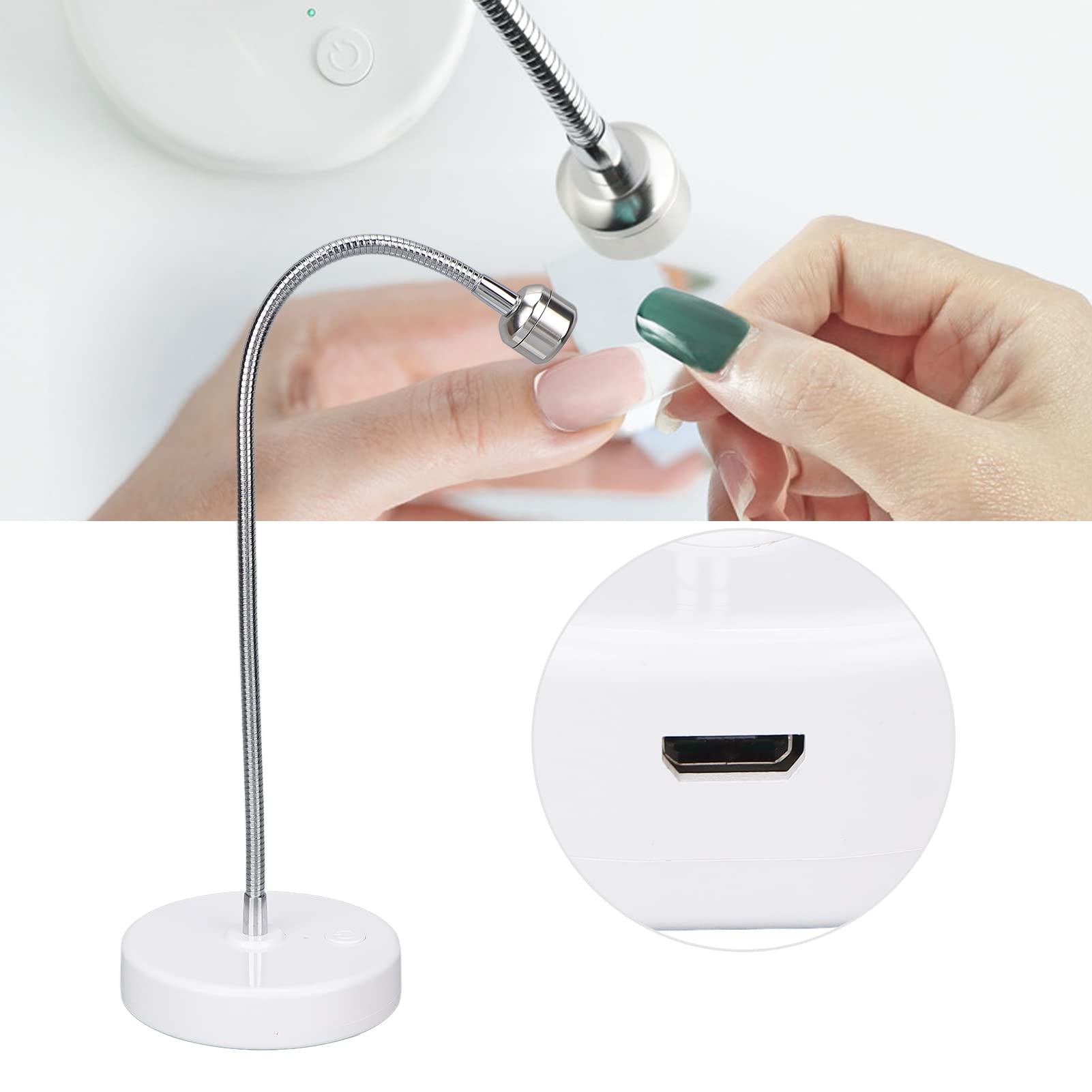 3W UV LED Light with Flexible Gooseneck & 60S Timer - USB Powered Mini Desk Lamp for Nail Art, UV Gel Curing, Resin Crafts | Perfect for Home Manicures, DIY Projects & Blacklight Parties