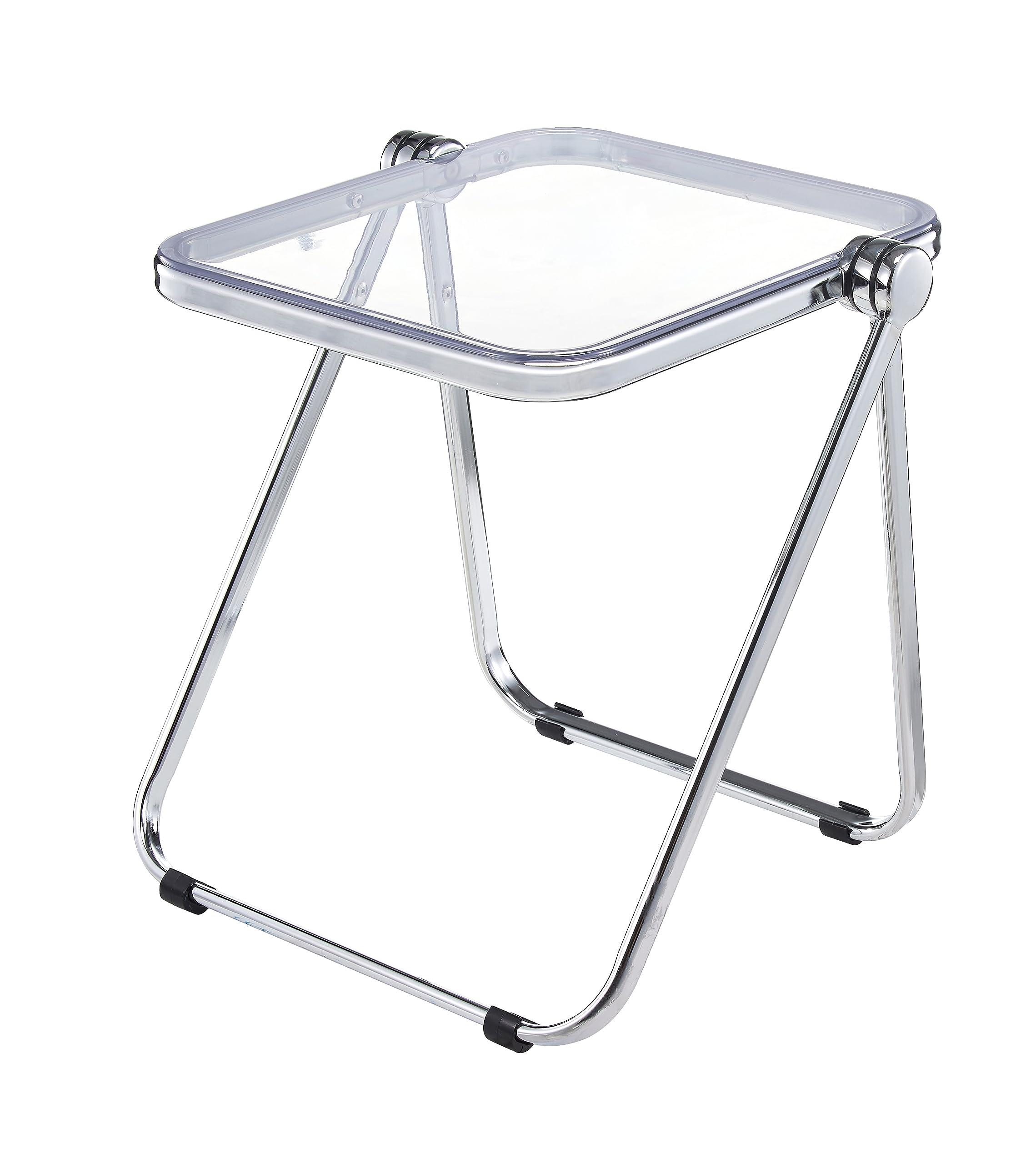 LeisureMod Lawrence Mid-Century Modern Rectangular Folding Side Table - Chrome Finish with Durable Plastic Tabletop & Sturdy Aluminum Frame - Perfect for Living Room, Bedroom, Office or Patio - Space-Saving & Stylish Home Decor