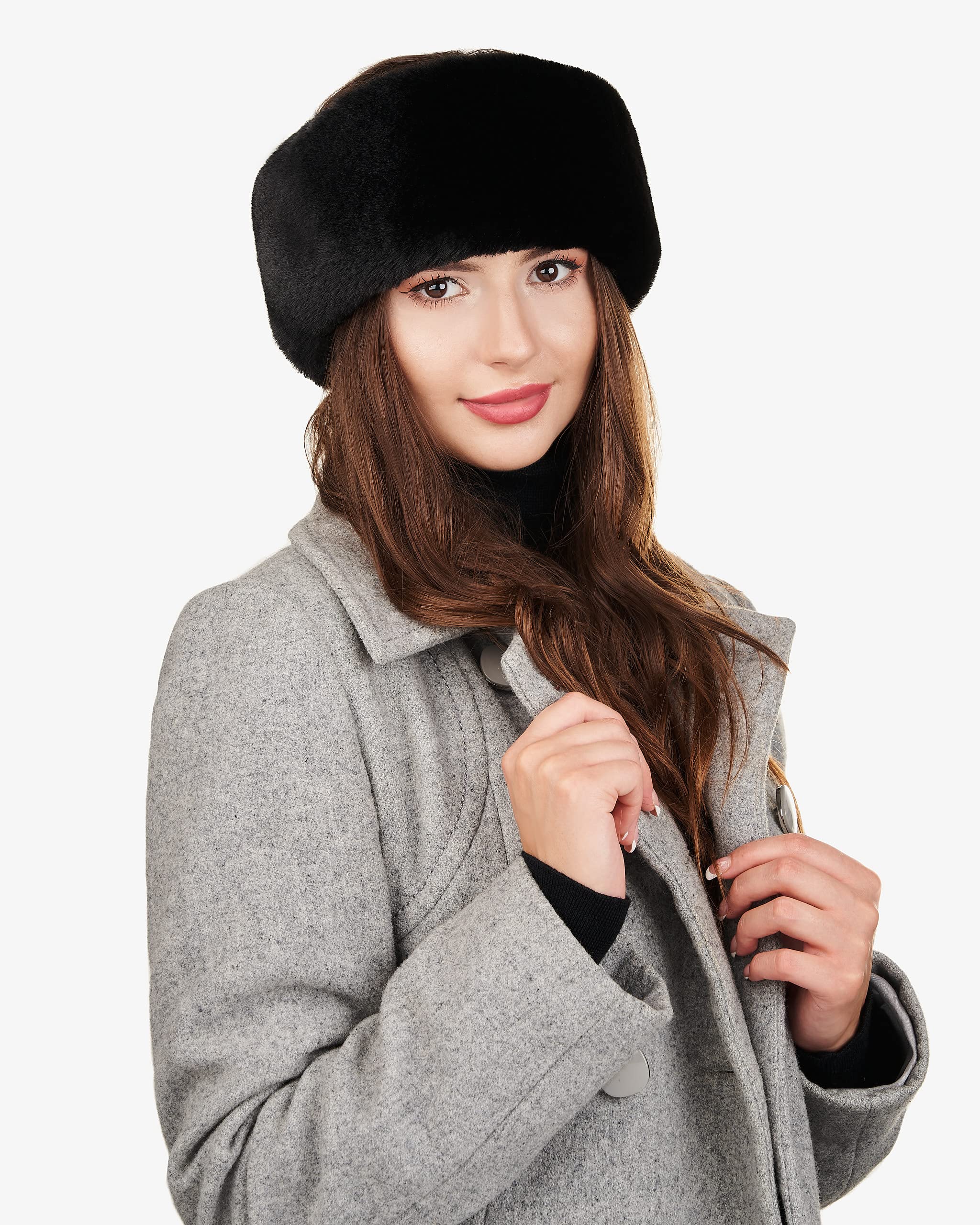 Soft Velvet Faux Fur Ear Warmer Headband for Women - Winter Warm Fleece Lined Head Wrap for Cold Weather - Perfect for Skiing, Snowboarding & Outdoor Activities