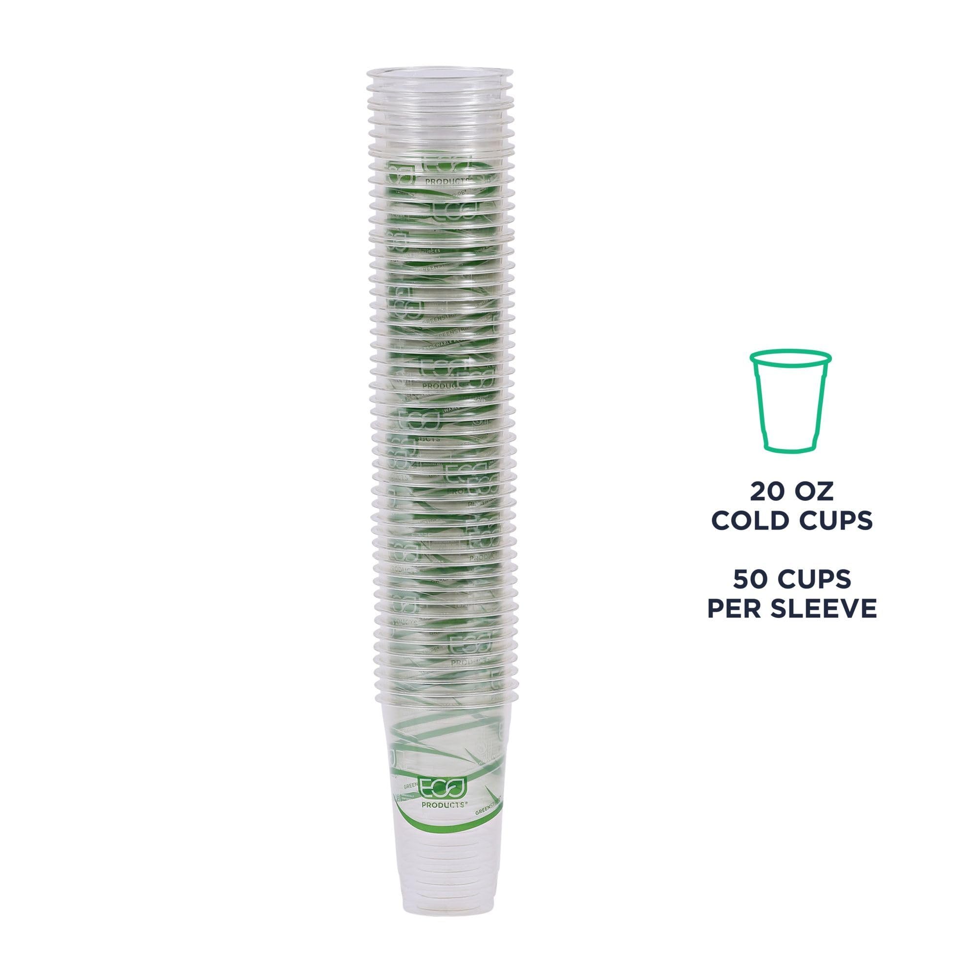 ECO PRODUCTS GreenStripe Clear Compostable 20oz PLA Large Plastic Cups - Case of 1000 | BPI Certified & ASTM Compliant | Plant-Based Disposable Cold Drink Cups for Parties, Picnics, Offices & Restaurants | Eco-Friendly Alternative to Plastic