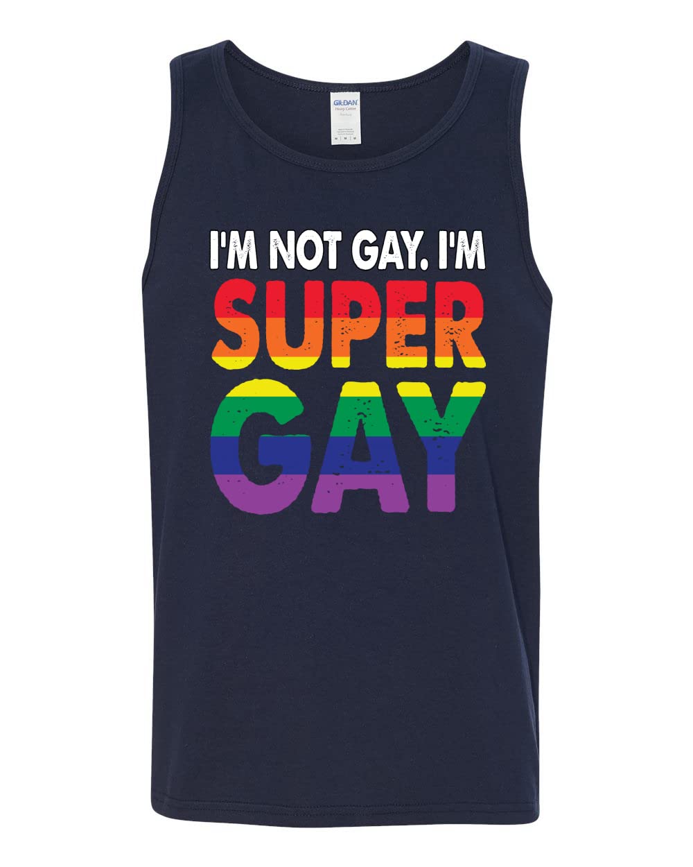 Funny LGBT Pride Graphic Tank Top for Men - 'I'm Not Gay I'm Super Gay' Rainbow Design - Perfect for Pride Parades, LGBTQ Events & Casual Wear