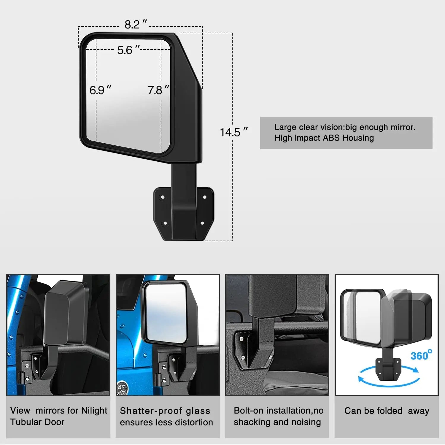 Jeep Wrangler JK 2-Door Front & Rear Tubular Doors with Side View Mirrors (2007-2018) - Off-Road Adventure & Custom Upgrade for Enhanced Style & Safety