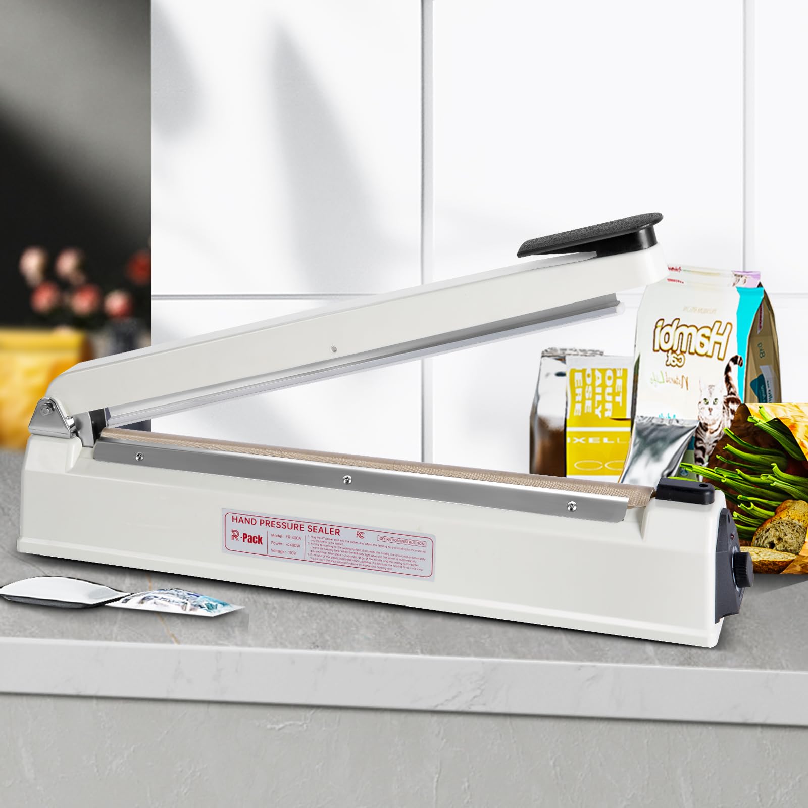 Heavy-Duty 12-Inch Impulse Heat Sealer with Seal Bar - Bag Sealing & Cutting Machine with 2 Extra Replacement Parts (Blue) - Perfect for Food Packaging, Vacuum Sealing & Industrial Use