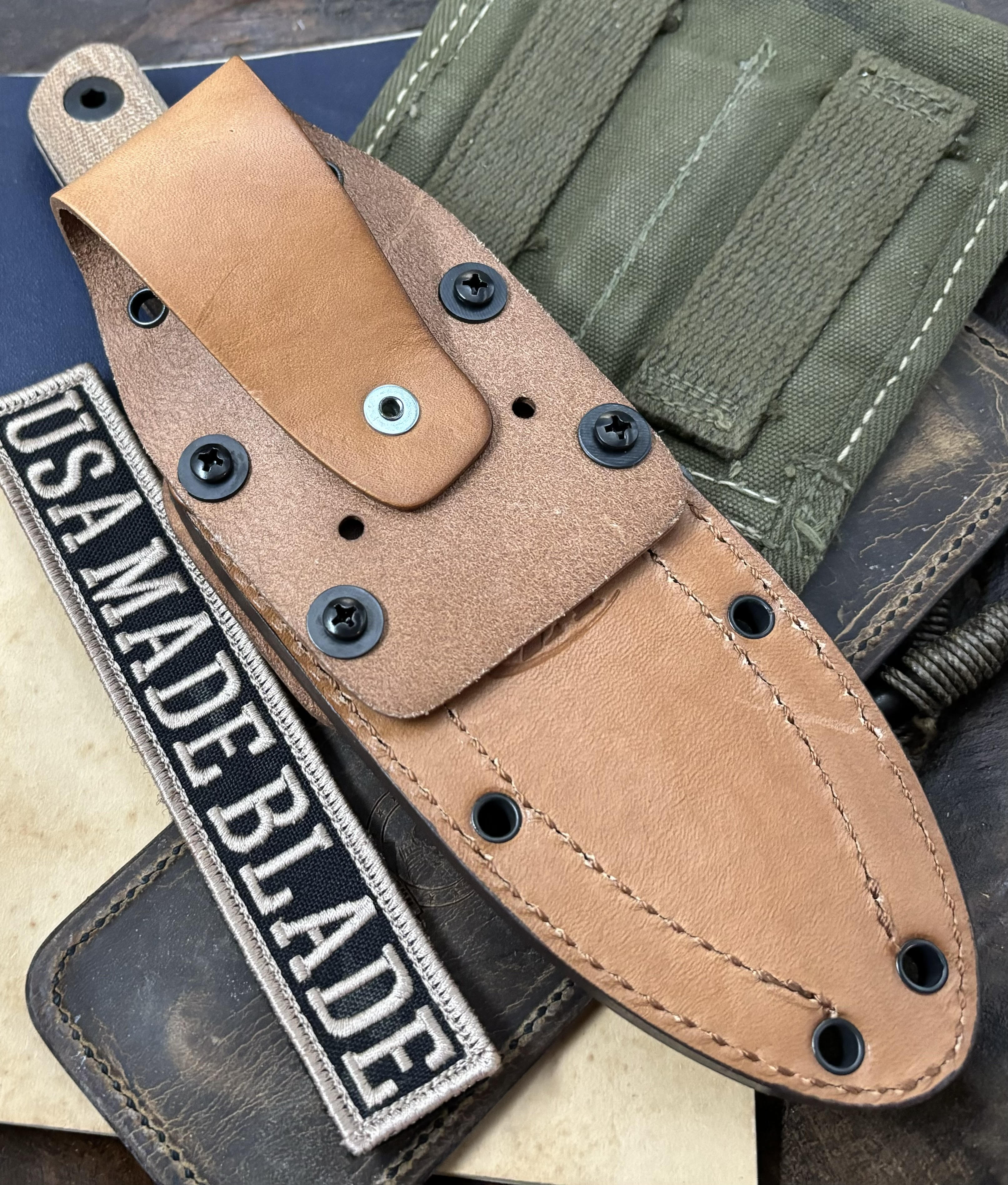 ZT0004 Tactical Folding Knife with Cru Wear Blade, Canvas Micarta Handles & Tan Leather Sheath - Perfect for Outdoor Camping, Hunting and Survival Adventures