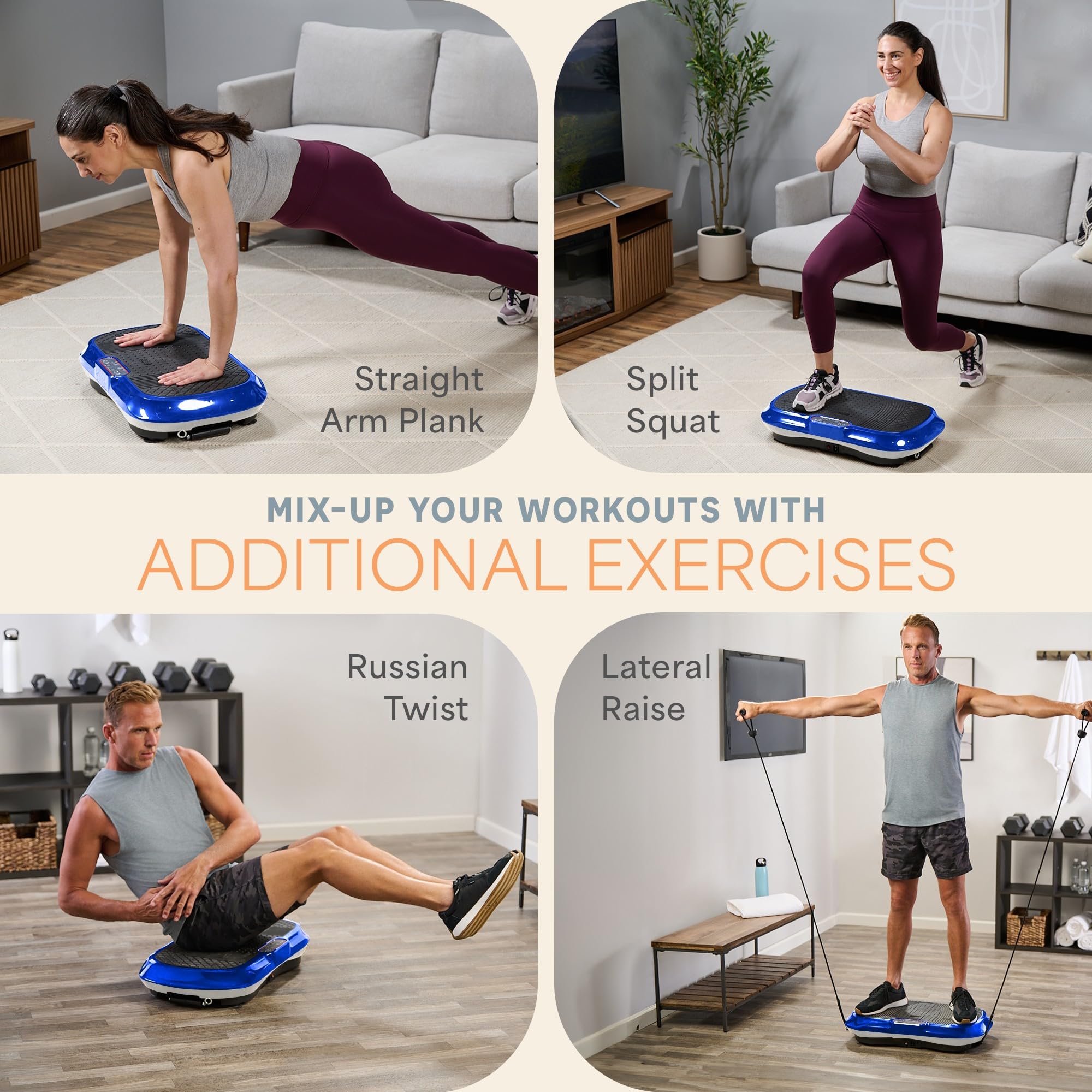 Lifepro Waver Vibration Plate Exercise Machine - Powerful Whole Body Vibration Platform for Muscle Activation, Strength Training & Fat Burning | Includes Resistance Bands | Home Gym Equipment for Weight Loss & Toning | Perfect for Home Workouts & Recovery