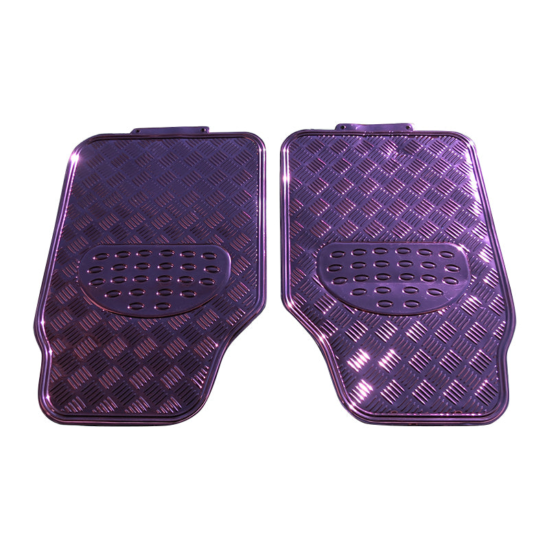 Premium Checkerplate Metallic Car Floor Mats - Black, Carbon, Blue, Red, Pink, Chrome, Silver, Purple - Durable & Stylish Protection for Cars, Trucks, SUVs - Perfect for Daily Commute, Road Trips & Off-Road Adventures