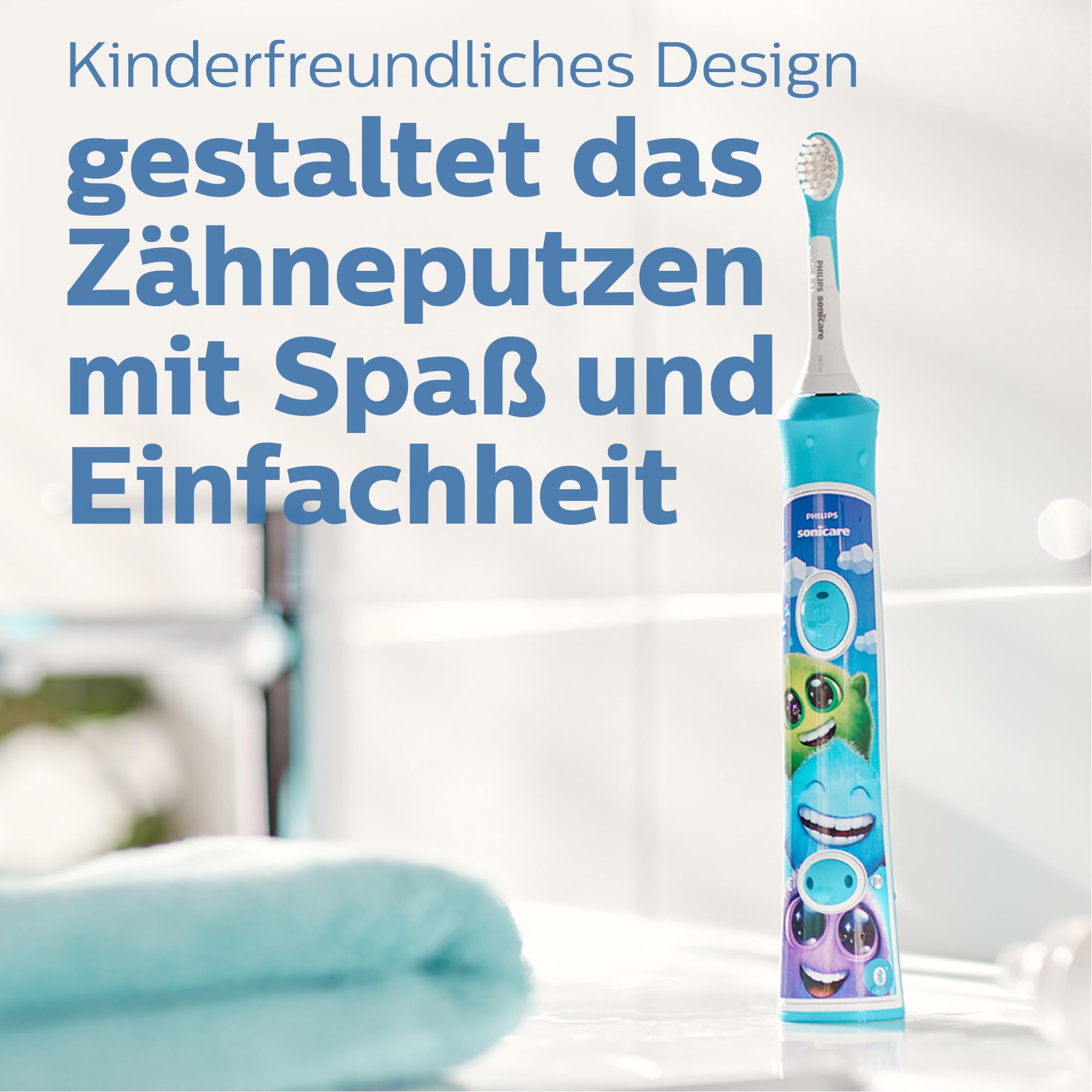 Philips Sonicare HX6034/33 Kids Electric Toothbrush - Gentle Cleaning for Children Ages 3+, 4 Brush Heads Included - Perfect for Daily Oral Care & Developing Healthy Brushing Habits
