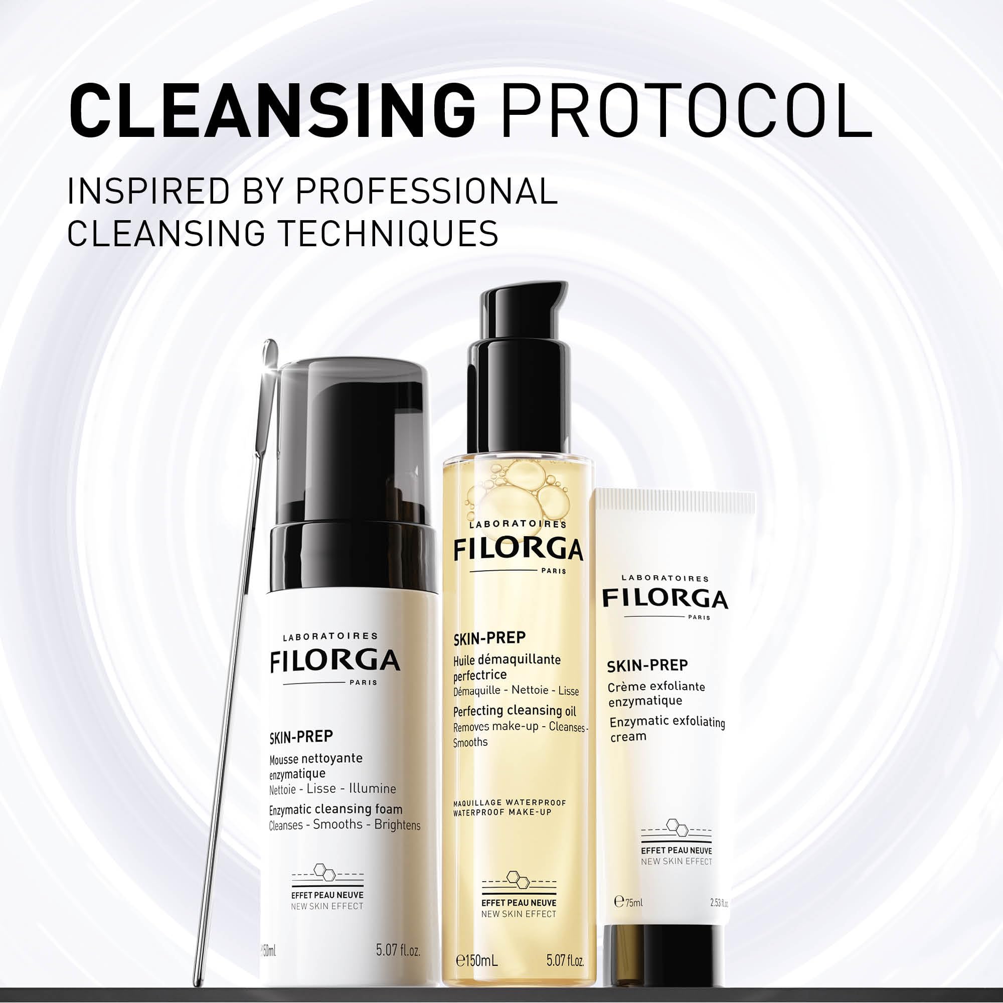 Filorga Skin-Prep Cleansing Oil Makeup Remover with Omega-6 & Papain Enzymes - Deeply Cleanses & Removes Makeup - 5.07 fl oz - Perfect for Daily Skincare & Gentle Makeup Removal
