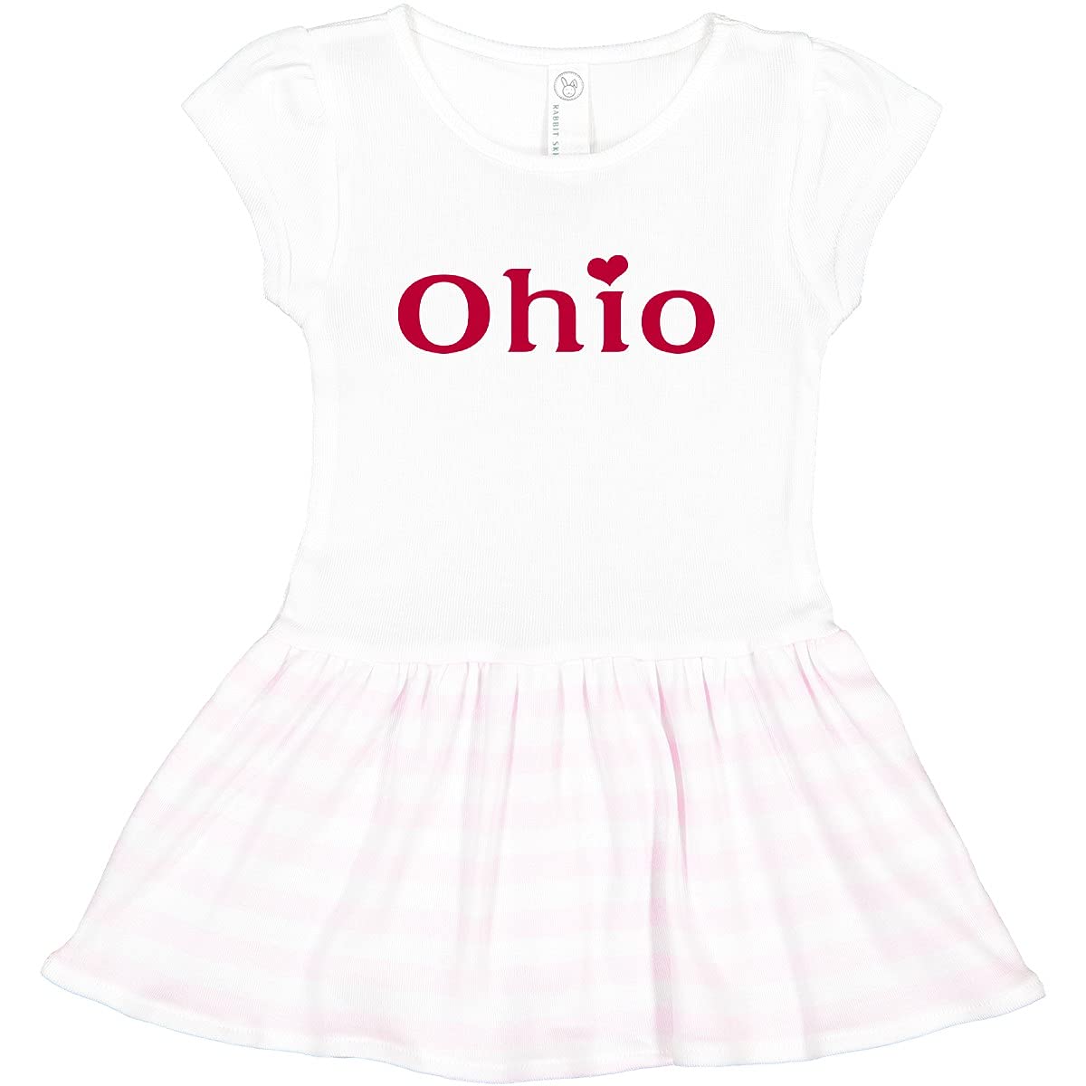 Inktastic Ohio in Red Text with Heart Toddler Dress - Cute Casual Outfit for Baby Girls, Perfect for Family Outings, Birthday Parties & Photo Shoots