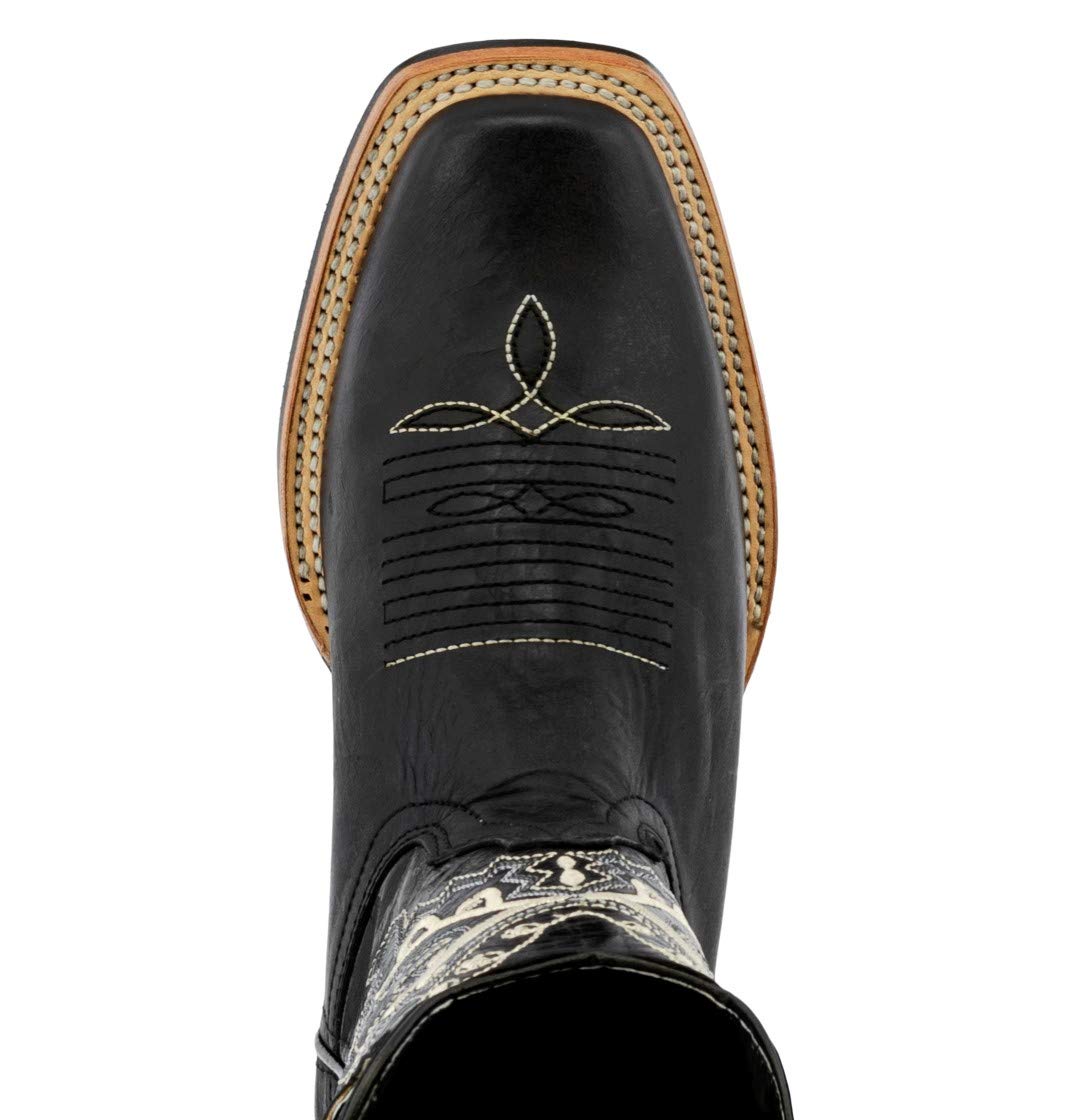 Authentic Genuine Leather Women's Western Cowboy Boots - Texas Legacy Jesse Black Square Toe for Country Dancing, Rodeo & Casual Wear