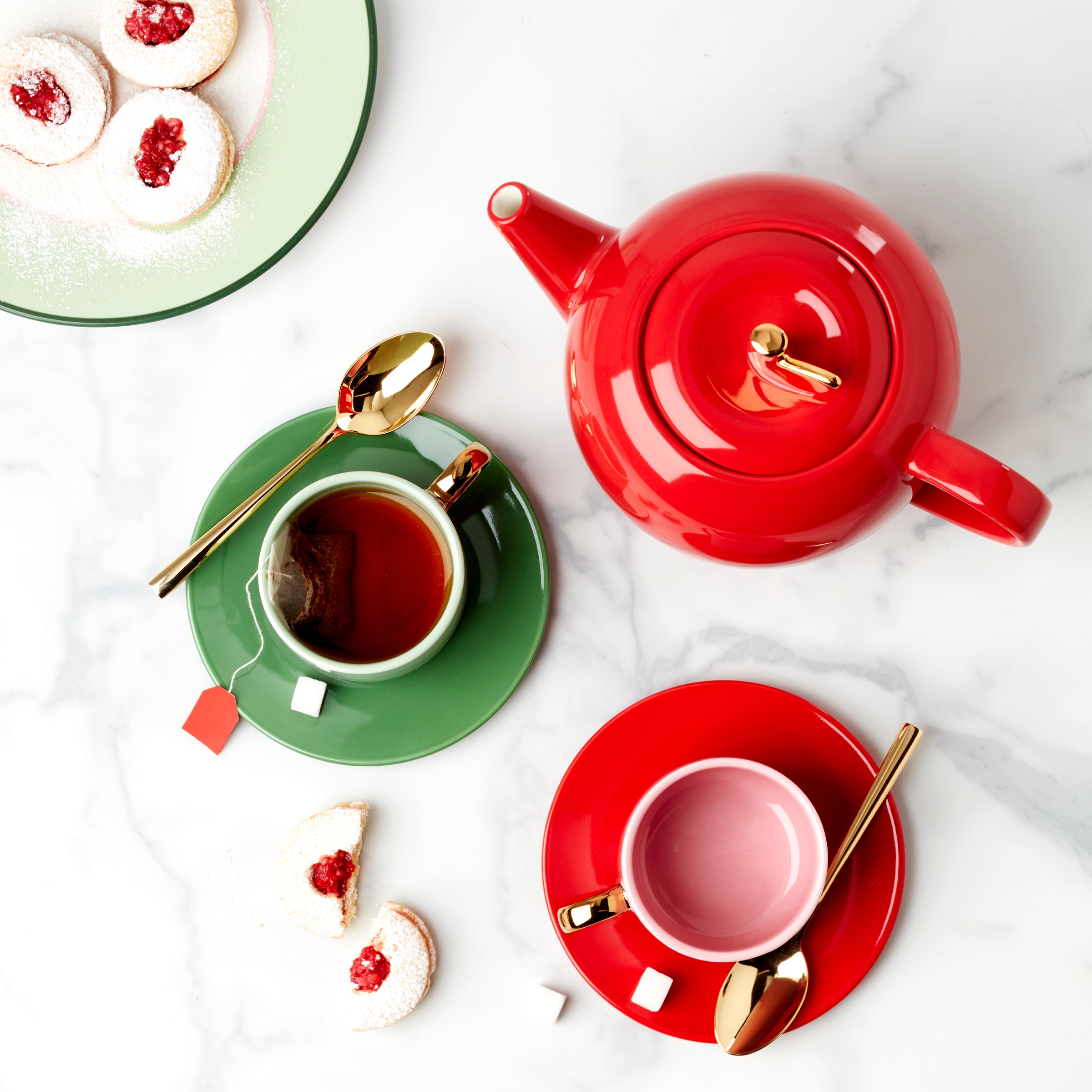 Make It Pop 8 Piece Cup & Saucer Set - Elegant Porcelain Tea Cups with Saucers for Afternoon Tea, Coffee, and Home Decor