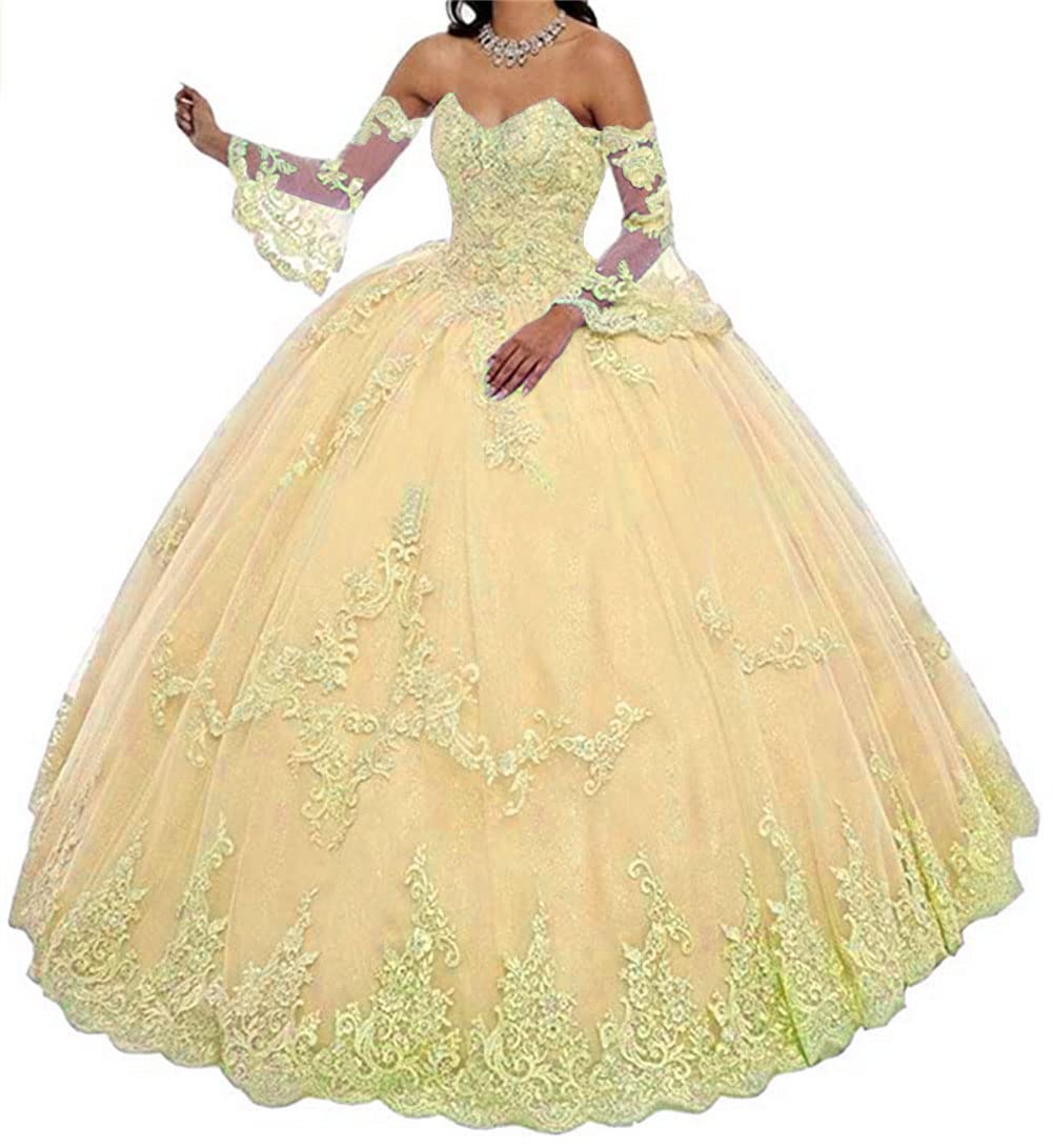 Zhengquan Women's Lace Applique Quinceanera Dress - Sweetheart Neckline Prom Ball Gown for Formal Events, Homecoming, Wedding & Special Occasions