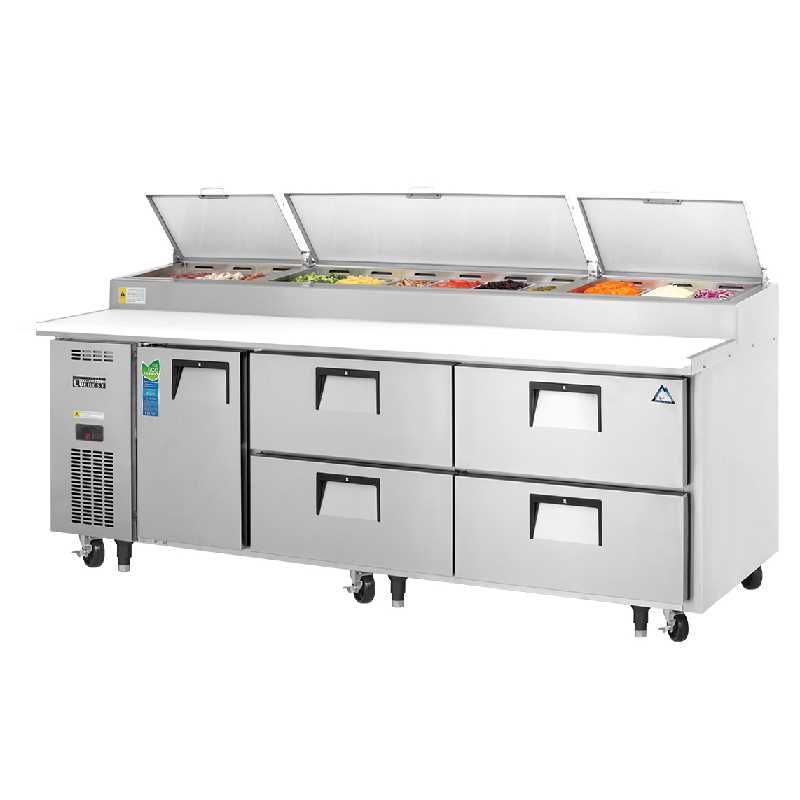 Everest EPPR3 D4 93 12 Pan Pizza Prep Table Refrigerator with 4 Drawers - Commercial Kitchen Equipment for Restaurants, Pizzerias & Catering Services