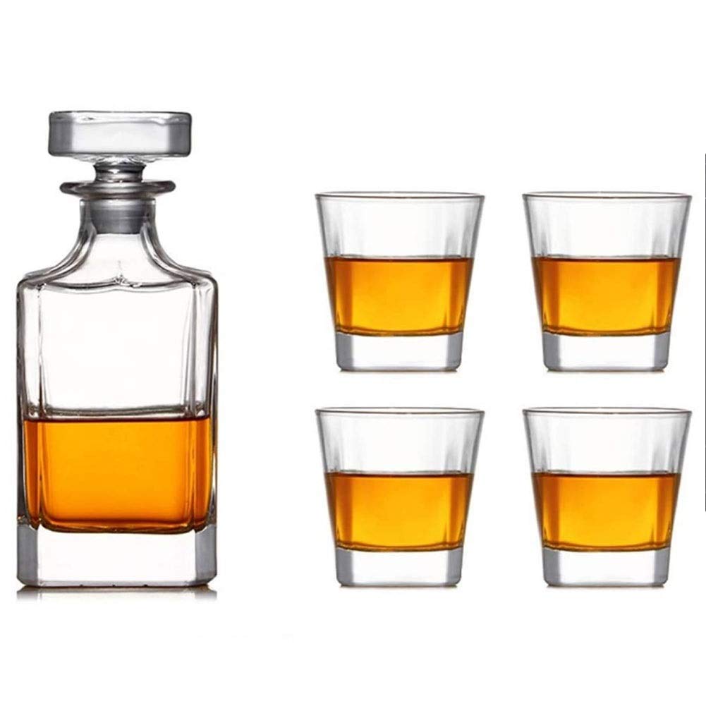 Premium Whiskey Decanter Set with 2 Glasses - Elegant Glass Carafe for Bourbon, Scotch & Wine - Perfect for Gifts, Home Bar, Dinner Parties & Romantic Evenings