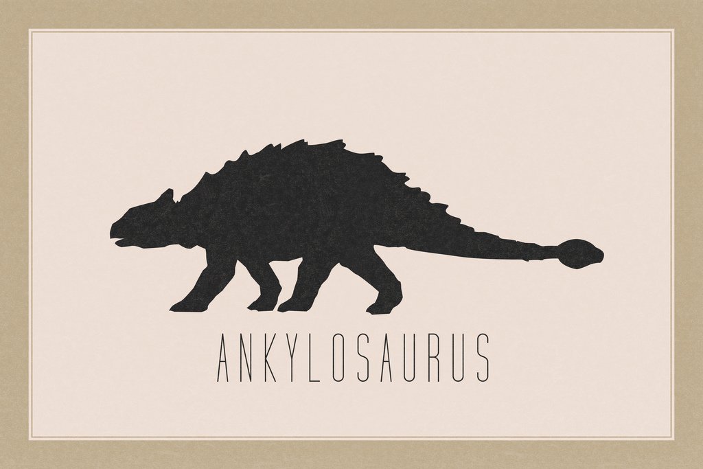 Ankylosaurus Dinosaur Wall Art Print - 12x18 Inch Tan Dino Poster for Kids Room Decor, Bedroom Wall Decorations, Dinosaur Theme Nursery - Perfect for Boys/Girls Bedrooms, Playrooms & Classroom Decor