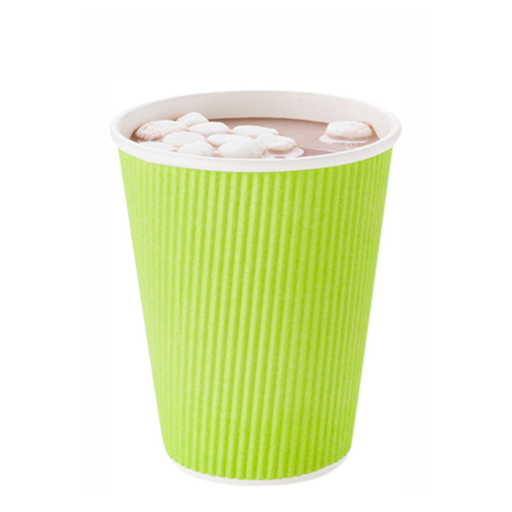 12 oz Eco-Friendly Disposable Paper Coffee Cups - Ripple Wall Design (3.5