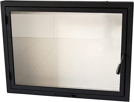 78 x 42 cm Oven Door with Glass for Pizza Ovens, Cast Iron Hinged Left Opening with Right Handle - Perfect for Outdoor Pizza Ovens, Bread Baking & Wood-Fired Cooking