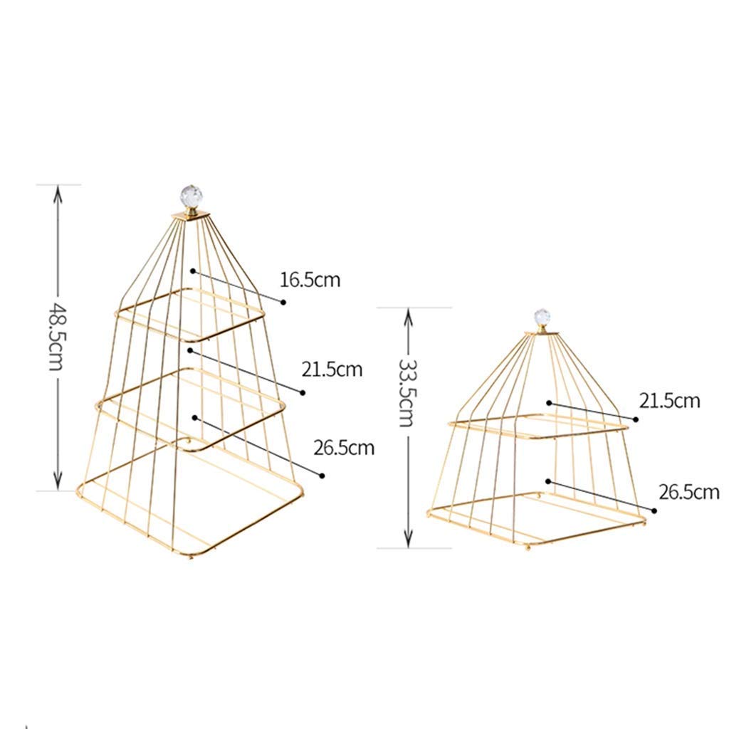 3-Tier Golden Black Cake Stand - 48.5cm Dessert Display Tray for Wedding, Party & Bakery Decor - Multi-Purpose Snack & Cosmetic Storage Rack (Black)