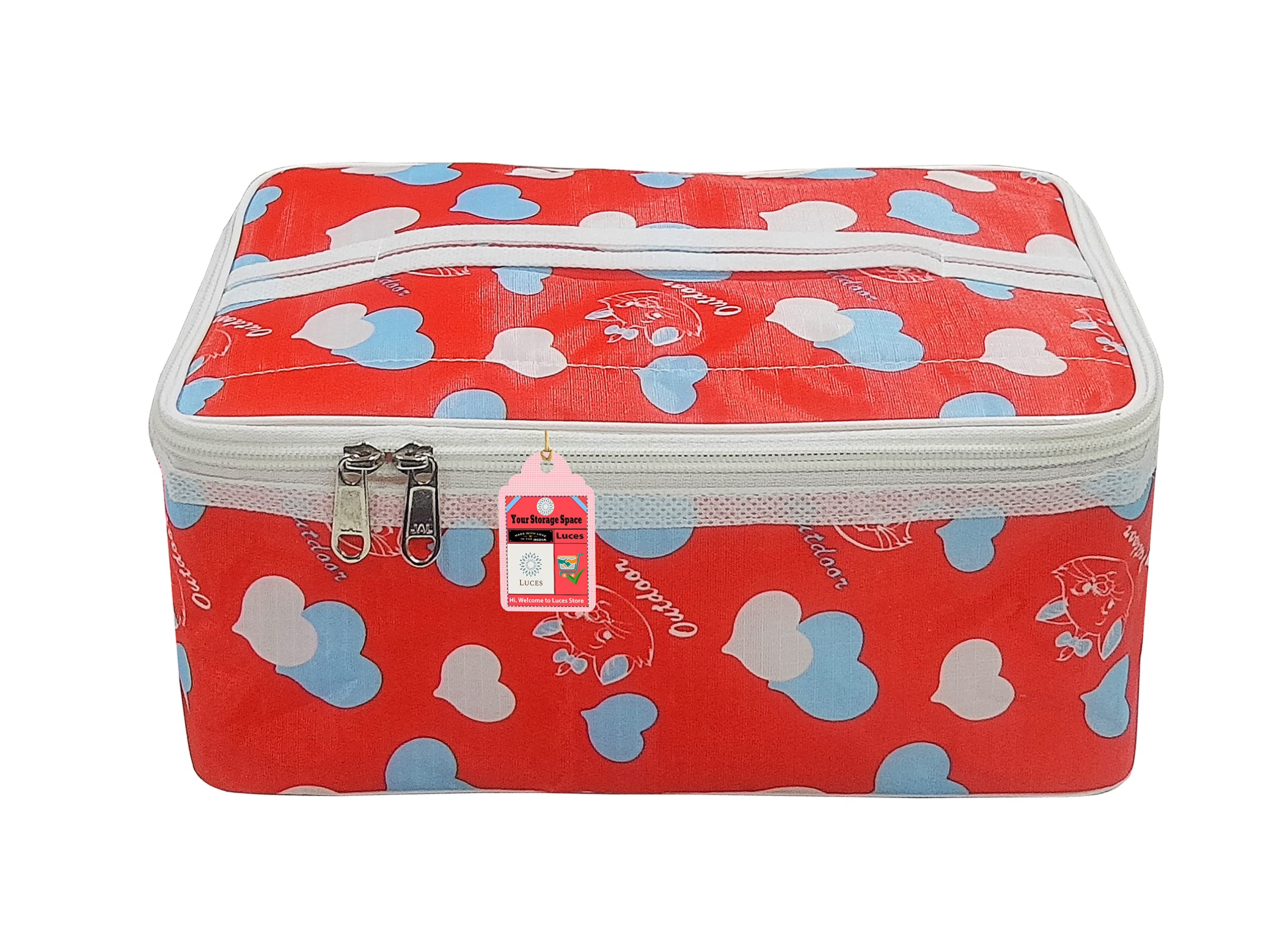 LUCES® Fabric Women's Makeup Storage Box - Travel Vanity Organizer with Zipper Pouch for Cosmetics, Toiletries & Jewelry | Multicolor | Perfect for Travel, Home & Salon Organization