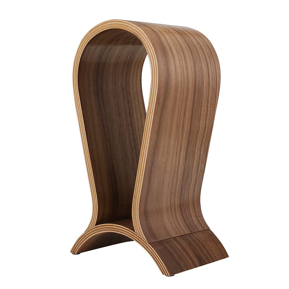 Premium Wooden Headset Stand for Gaming Headphones - Walnut Headphone Holder Compatible with Sennheiser, Audio-Technica, AKG, Beyerdynamic, Logitech, HyperX & Sony PS4 - Perfect for Desk Organization & Gaming Setup