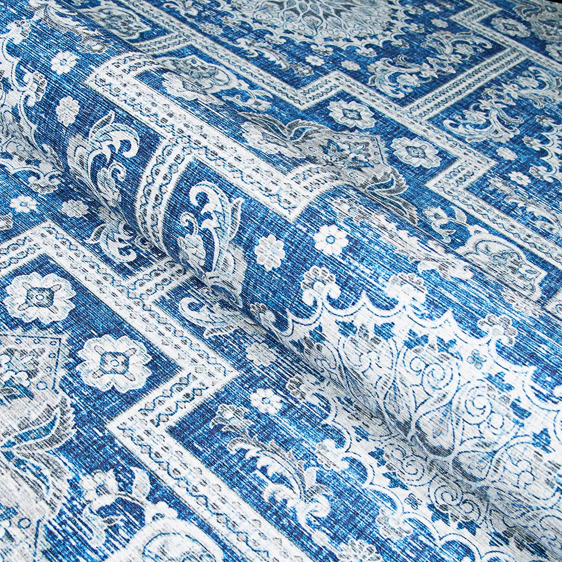 Couristan Pasha Sari Area Rug 9' x 12' Sapphire Blue - Luxury Handmade Wool Rug for Living Room, Bedroom & Dining Room Decor
