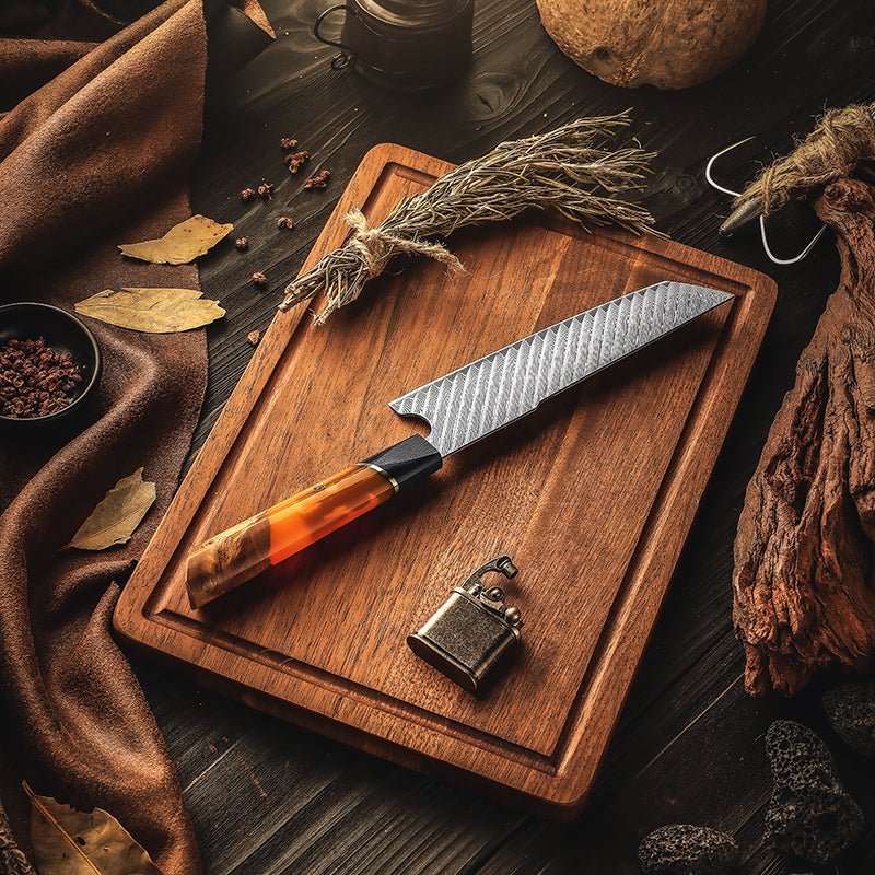Premium VG10 Damascus Steel Knife Set with Exotic Burl Wood Handle - Professional Chef Knives for Cooking, Slicing & Food Preparation - Perfect for Home Kitchen & Outdoor Camping