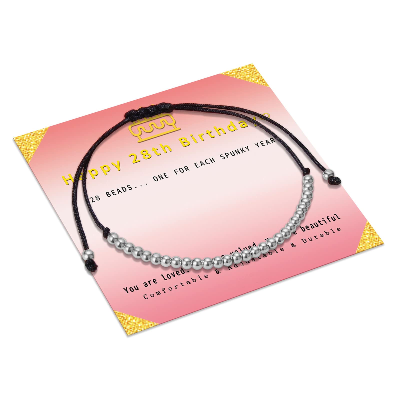 Birthday Bracelets for Women - Adjustable Beaded Jewelry Gift for Teen Girls, Daughter, Girlfriend, Wife, Sister & Best Friend - Silver, Gold & Rose Gold Link Bracelet - Perfect for Birthdays, Christmas & Special Occasions - Ages 14 to 35