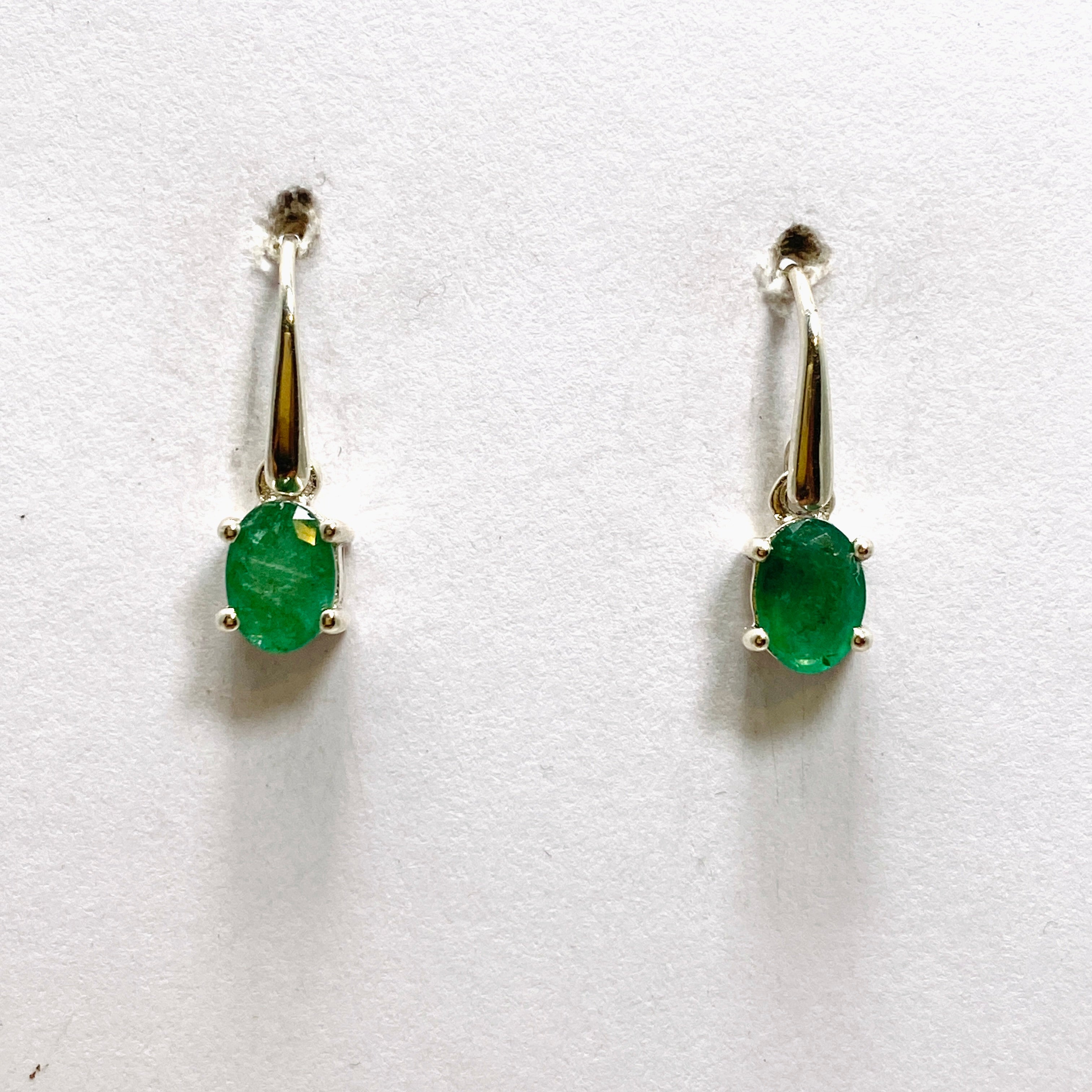 Emerald Green Oval Faceted Stud Earrings for Women - 925 Sterling Silver Jewelry - Perfect for Parties, Weddings & Everyday Wear