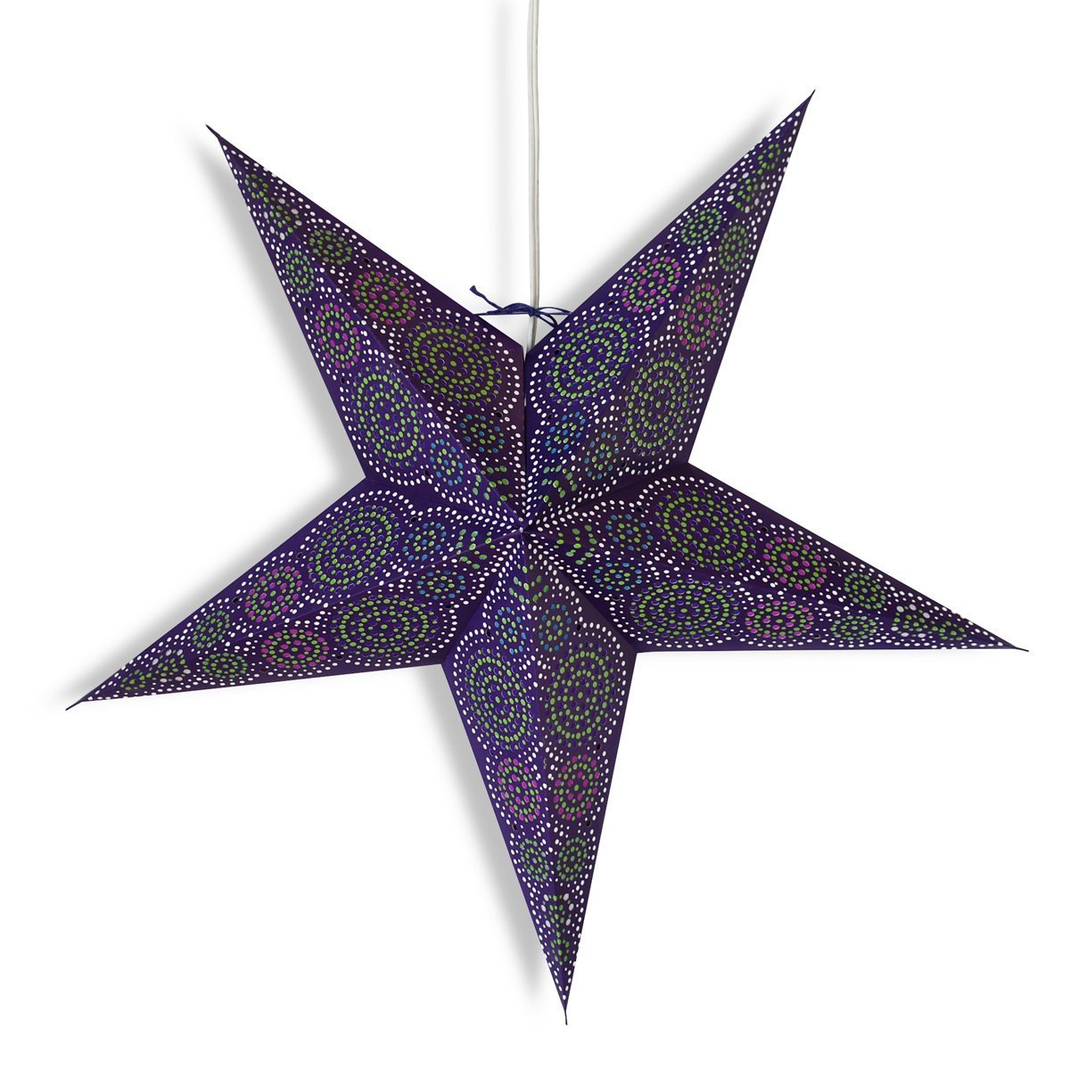 3 Pack 24 Inch Blue Aussie Paper Star Lanterns with LED Bulbs & Lamp Cord - Hanging Party Decor for Weddings, Baby Showers & Outdoor Events